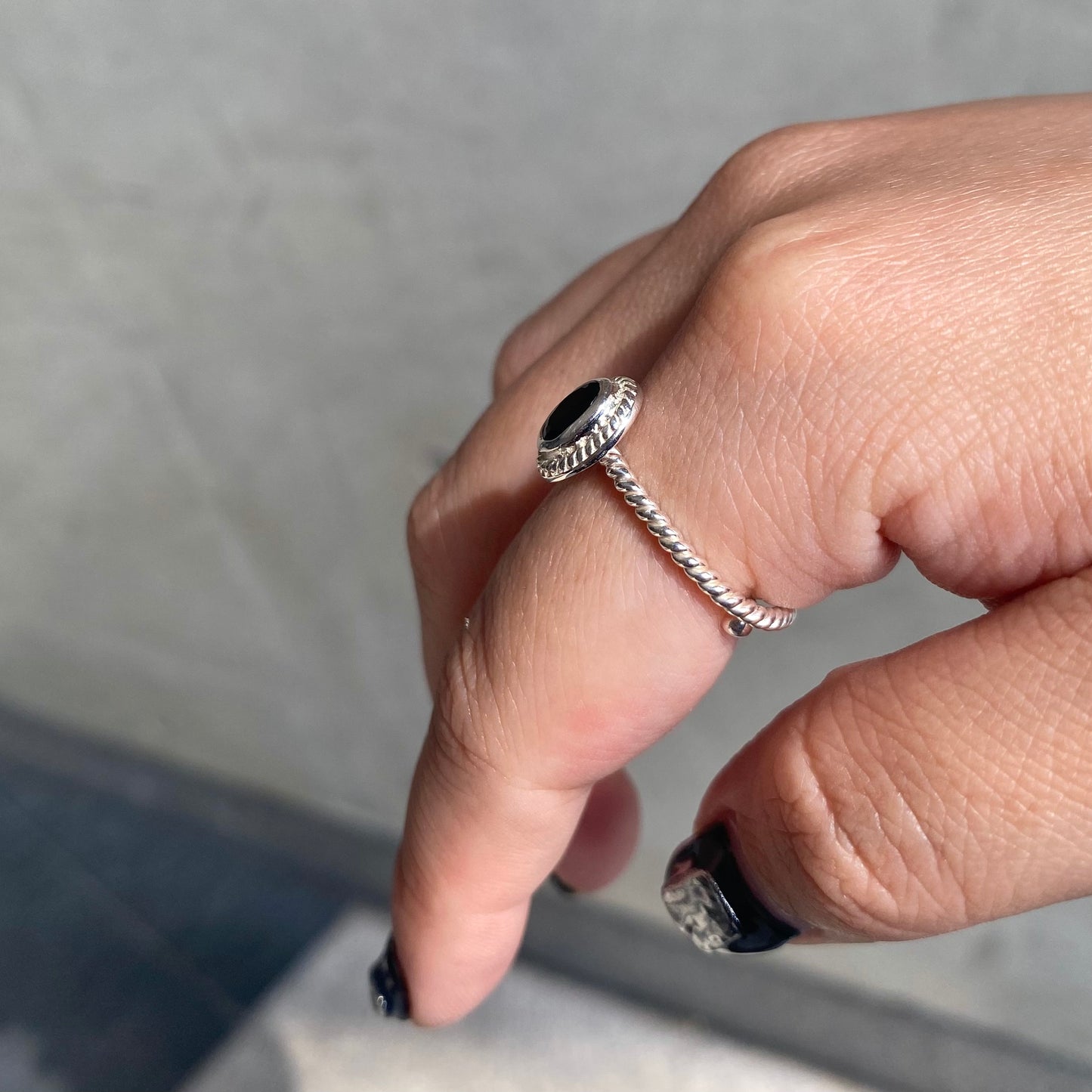 Silver925 petit ring〈brown/black〉