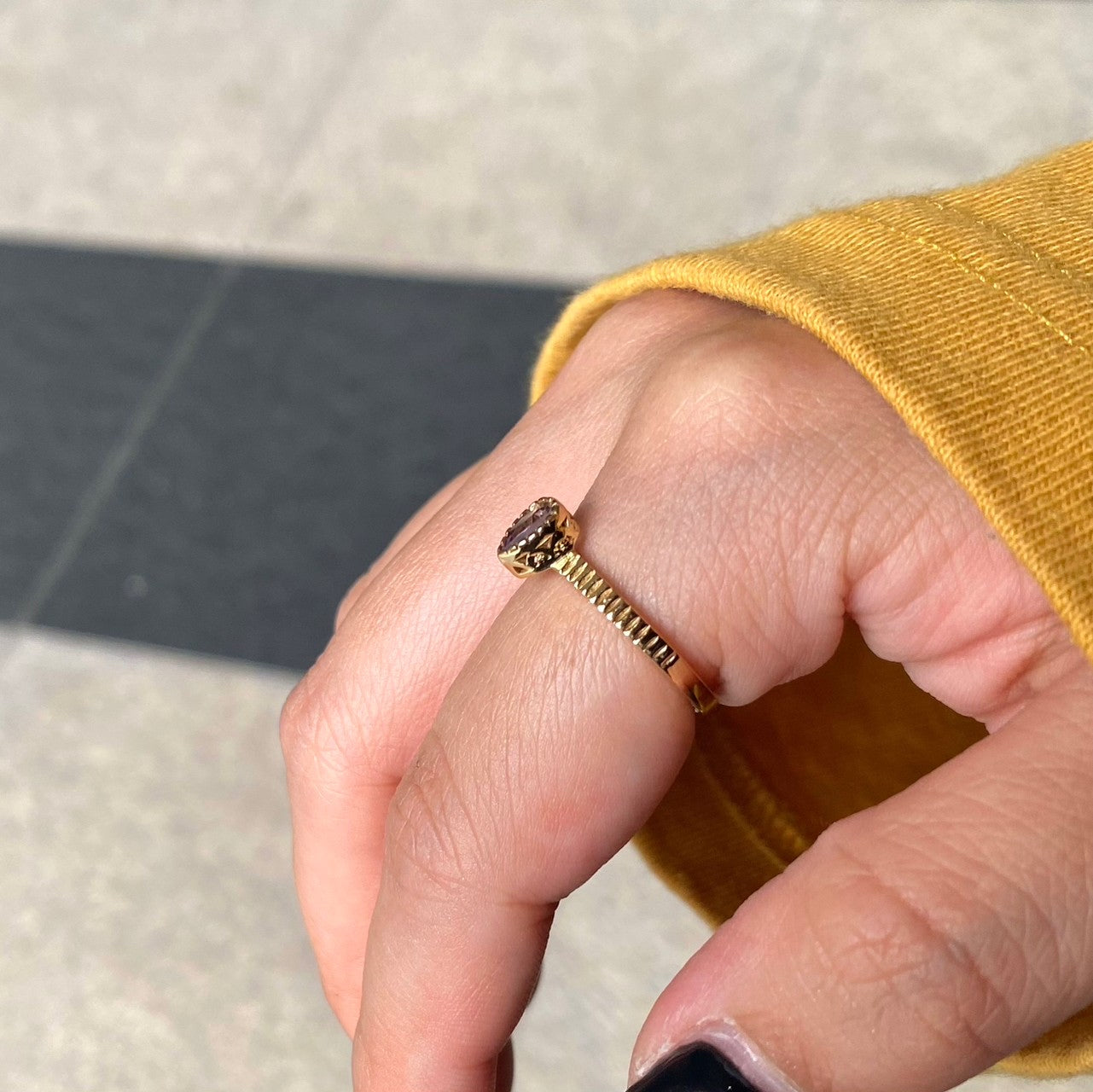 Brass petit ring〈purple〉