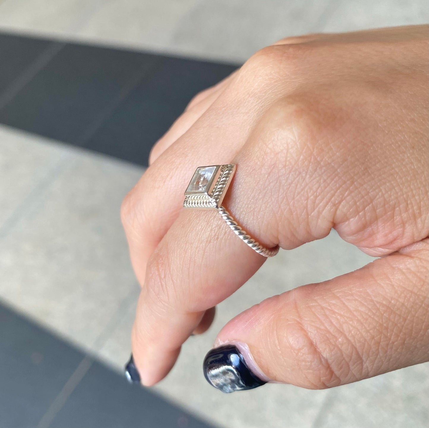 Silver925 petit ring〈white/clear〉