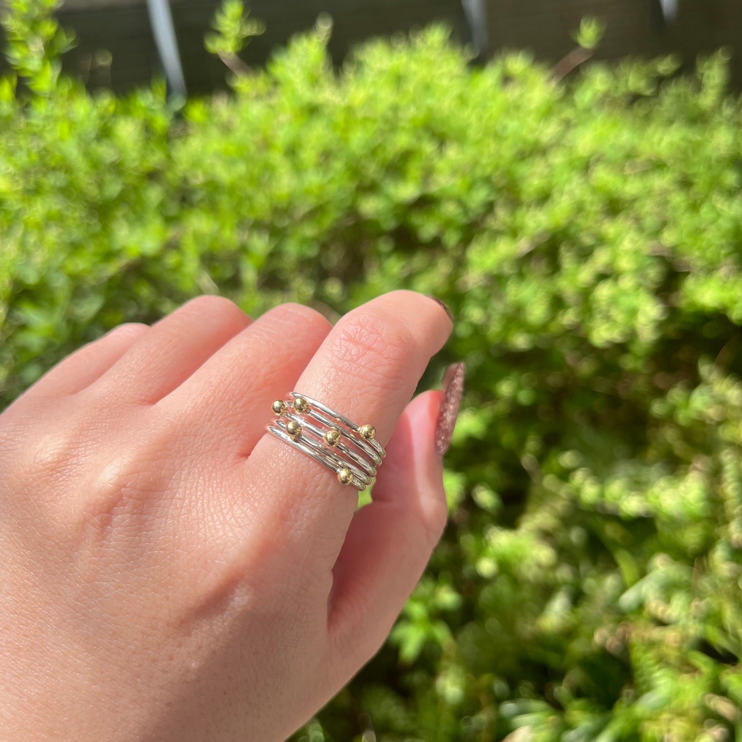 Silver925×Brass plain ring 〈Ball〉4