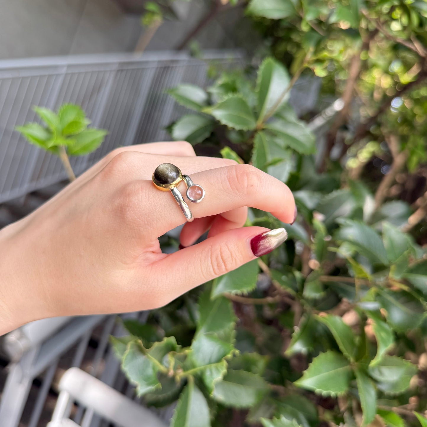 Silver925×Brass 2stone ring 20