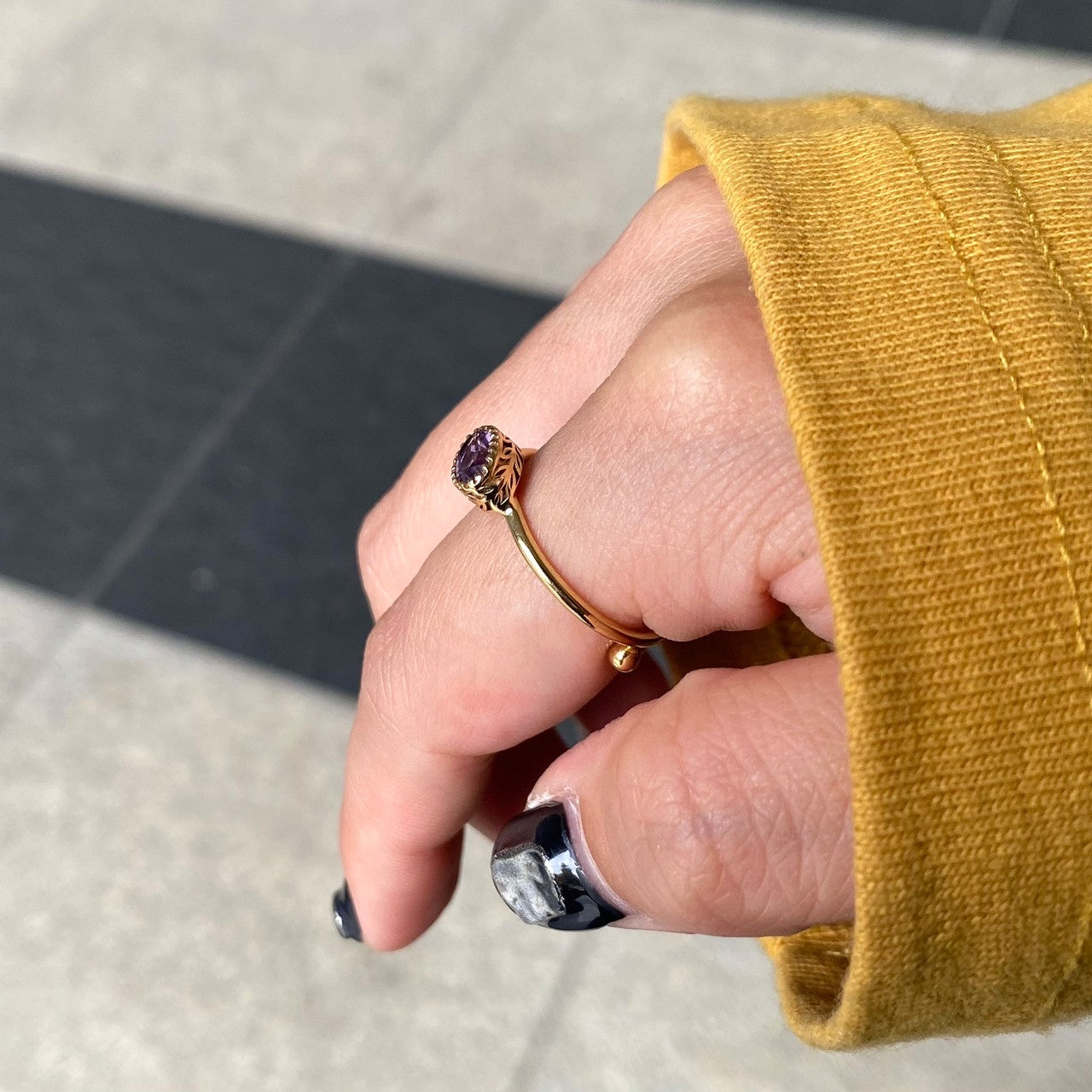 Brass petit ring〈purple〉