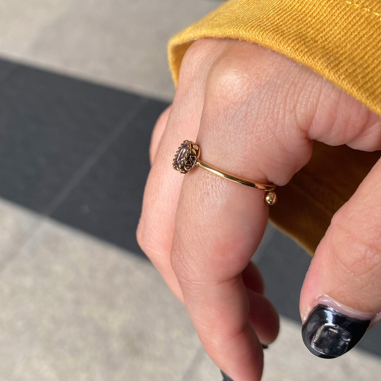 Brass petit ring〈purple〉
