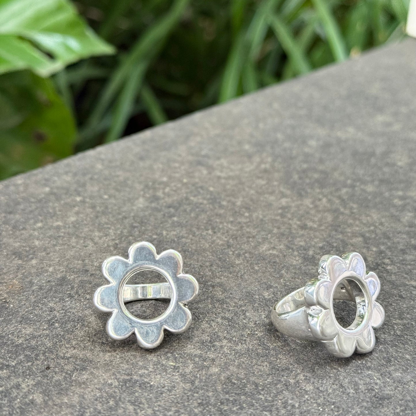 Flower plain ring 5