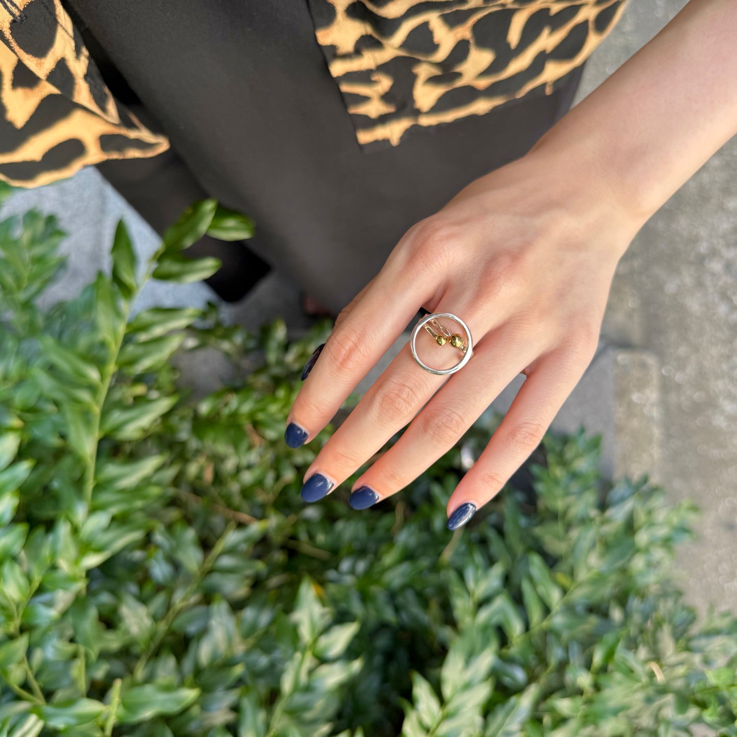 Silver925×Brass plain ring 〈Ball〉16