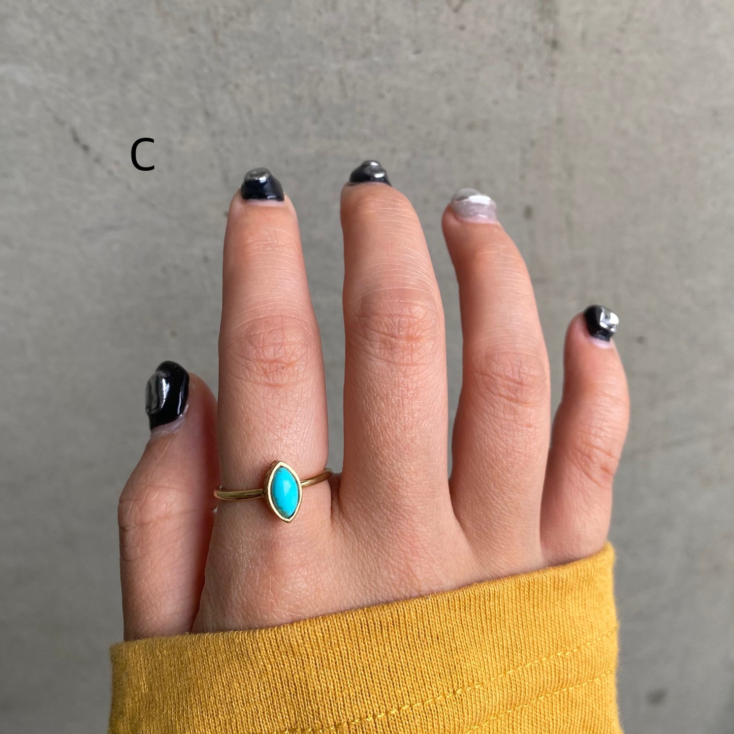 Brass petit ring〈blue〉