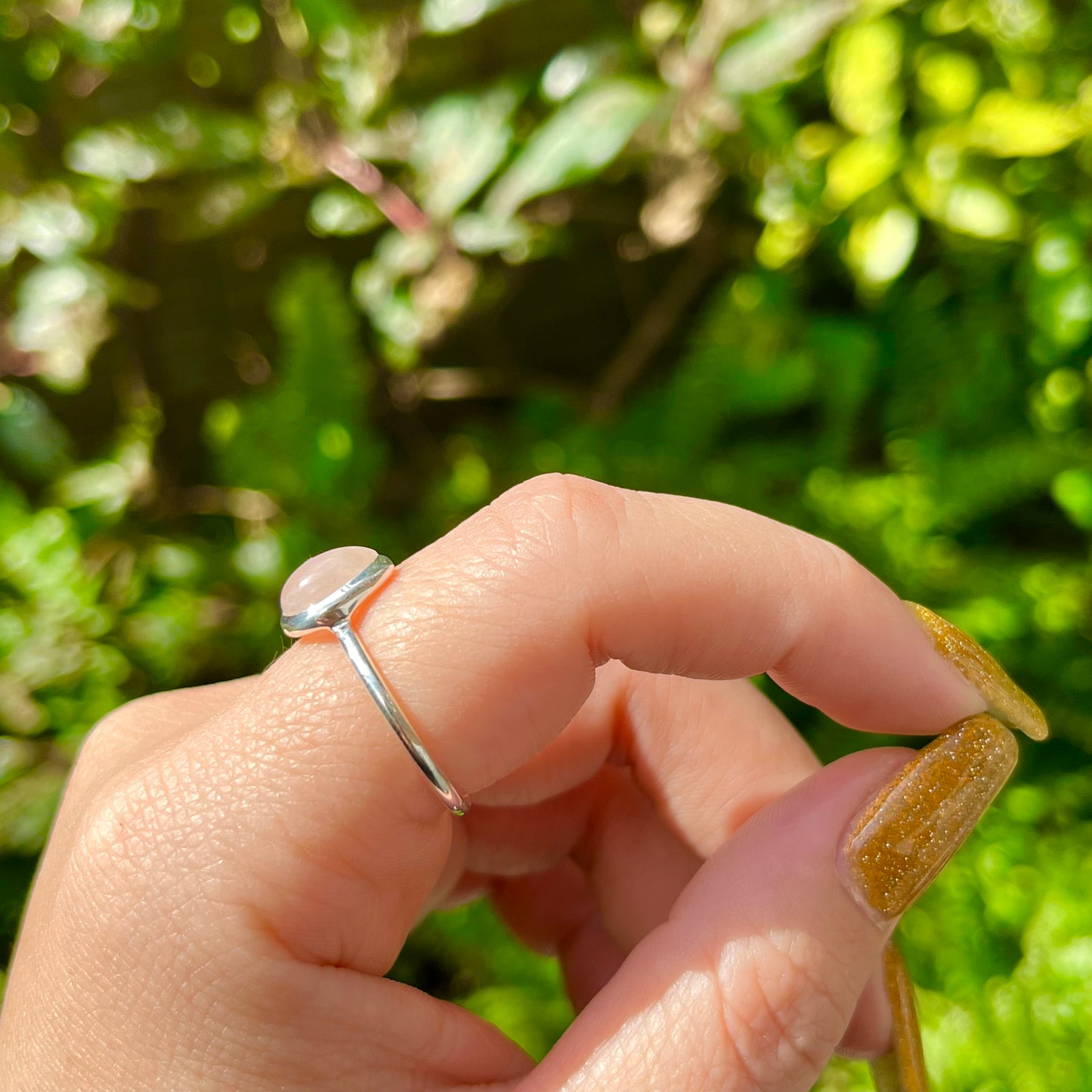 Silver925 1stone ring 〈Rose quartz〉