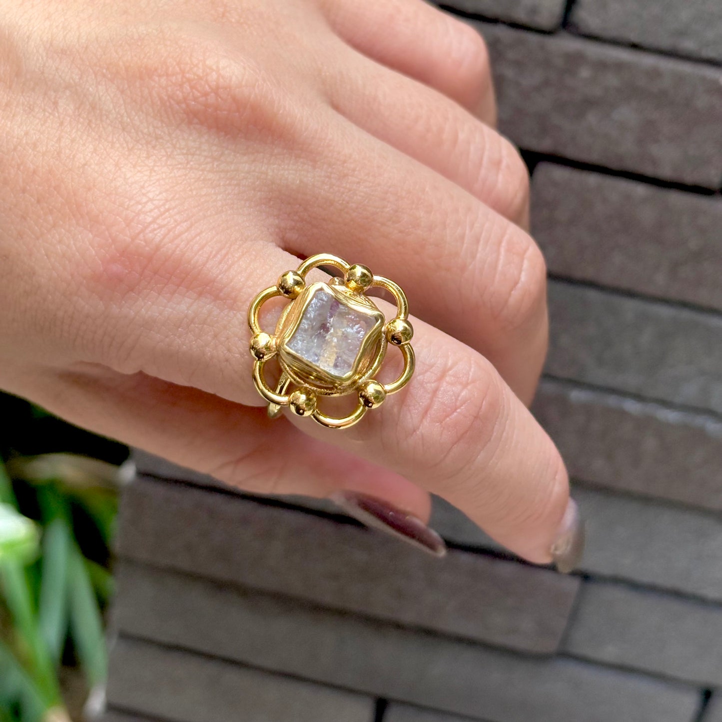 Brass flower design ring