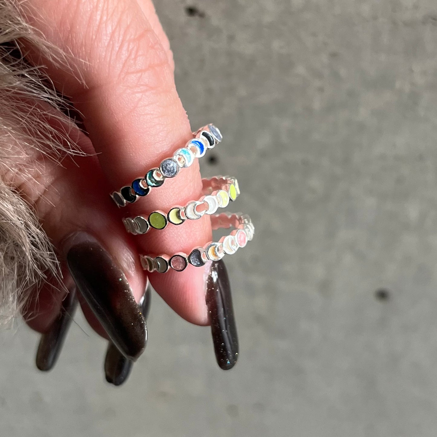Moon enamel ring