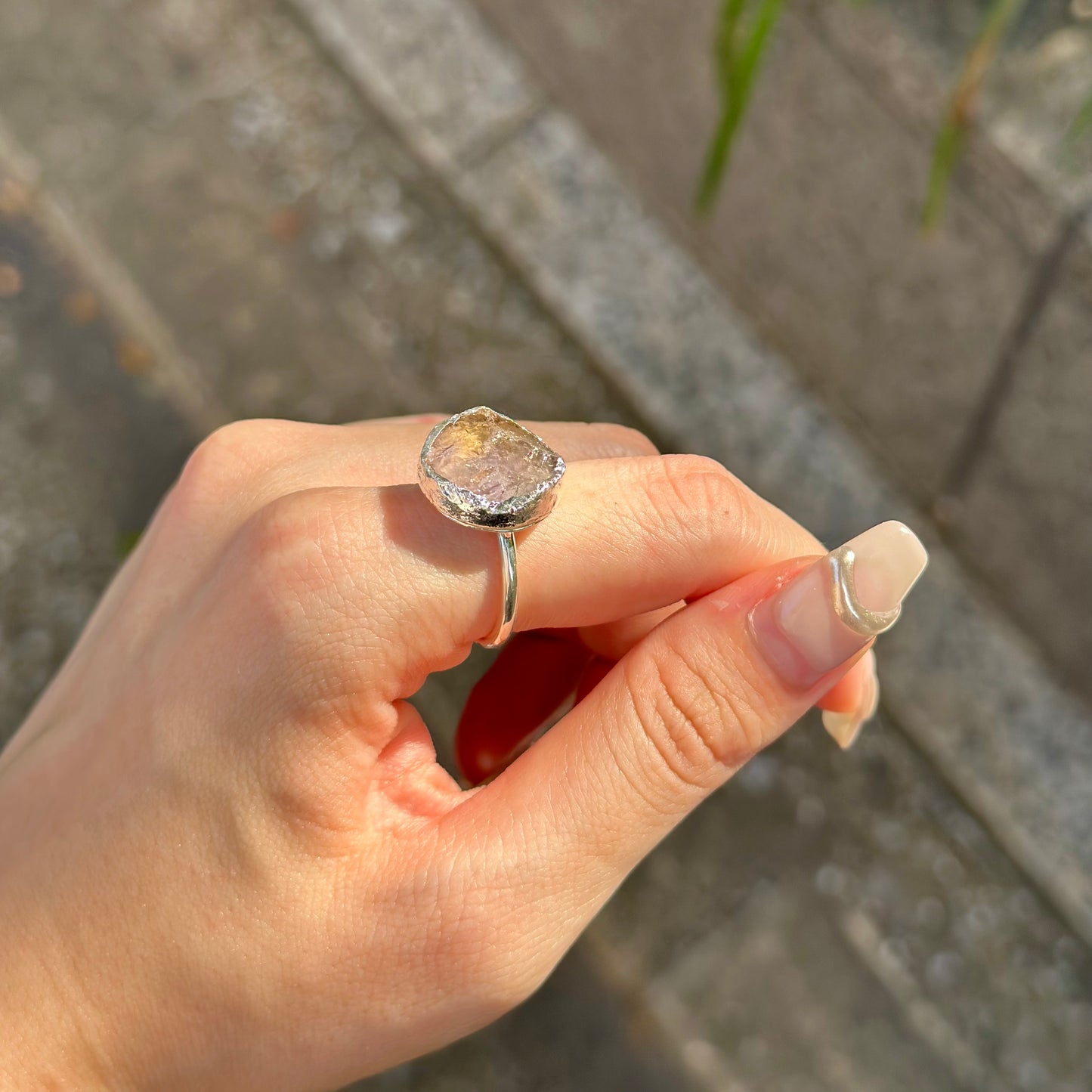 Silver925 rough cut ring