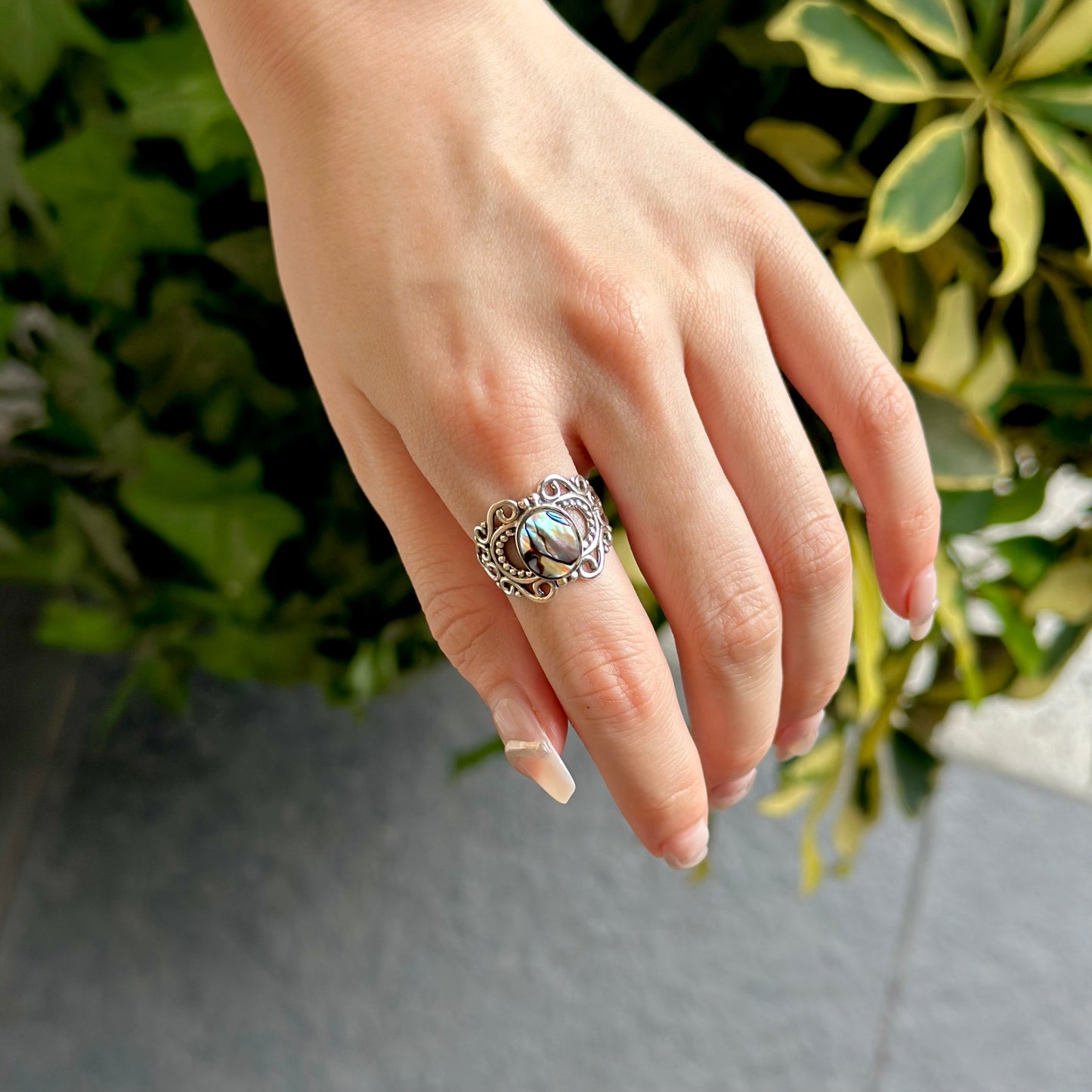 Abalone shell ring