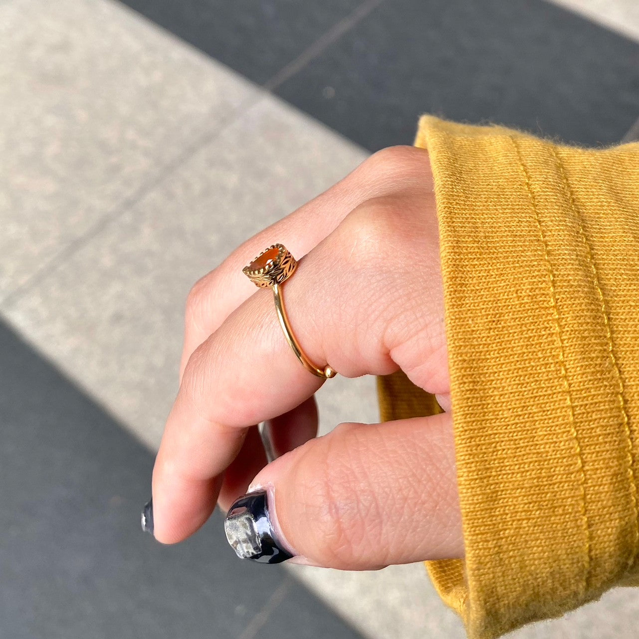 Brass petit ring〈orange〉
