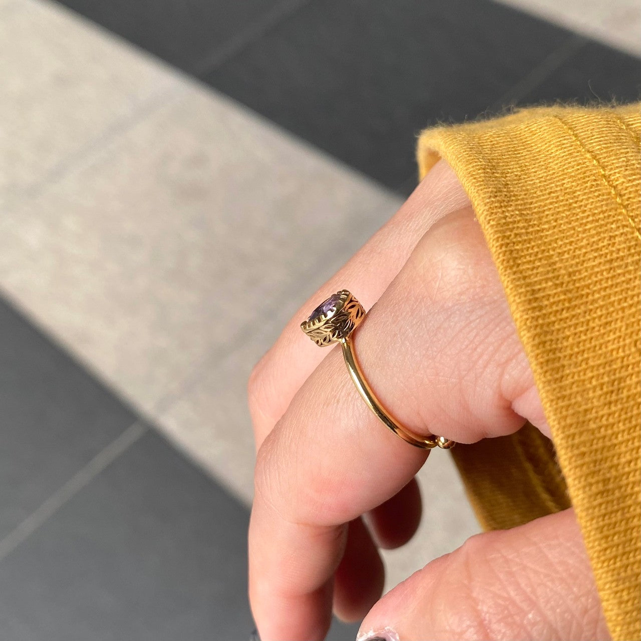 Brass petit ring〈purple〉