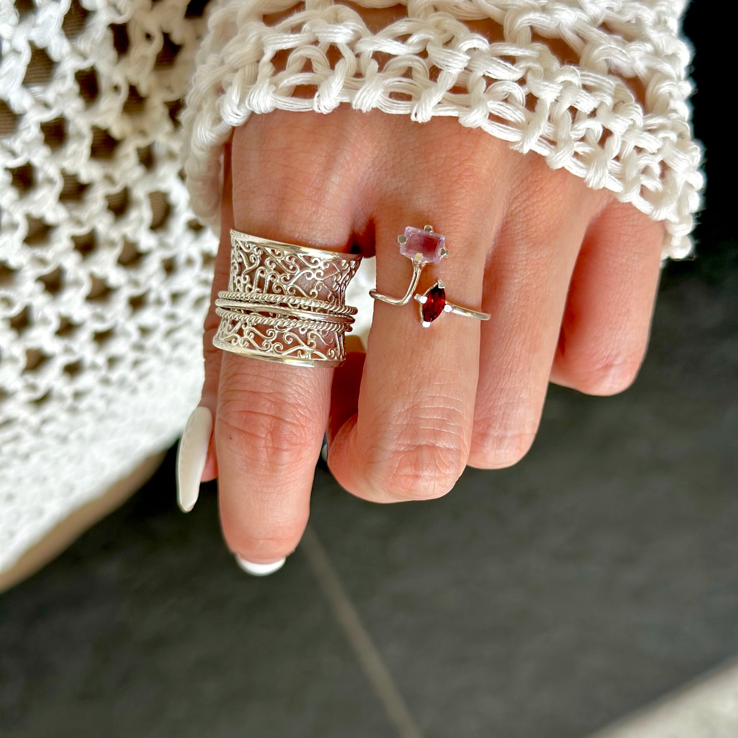 Silver925 2stone ring 16