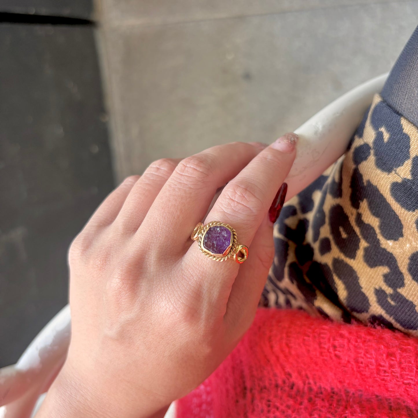 Brass rough design ring