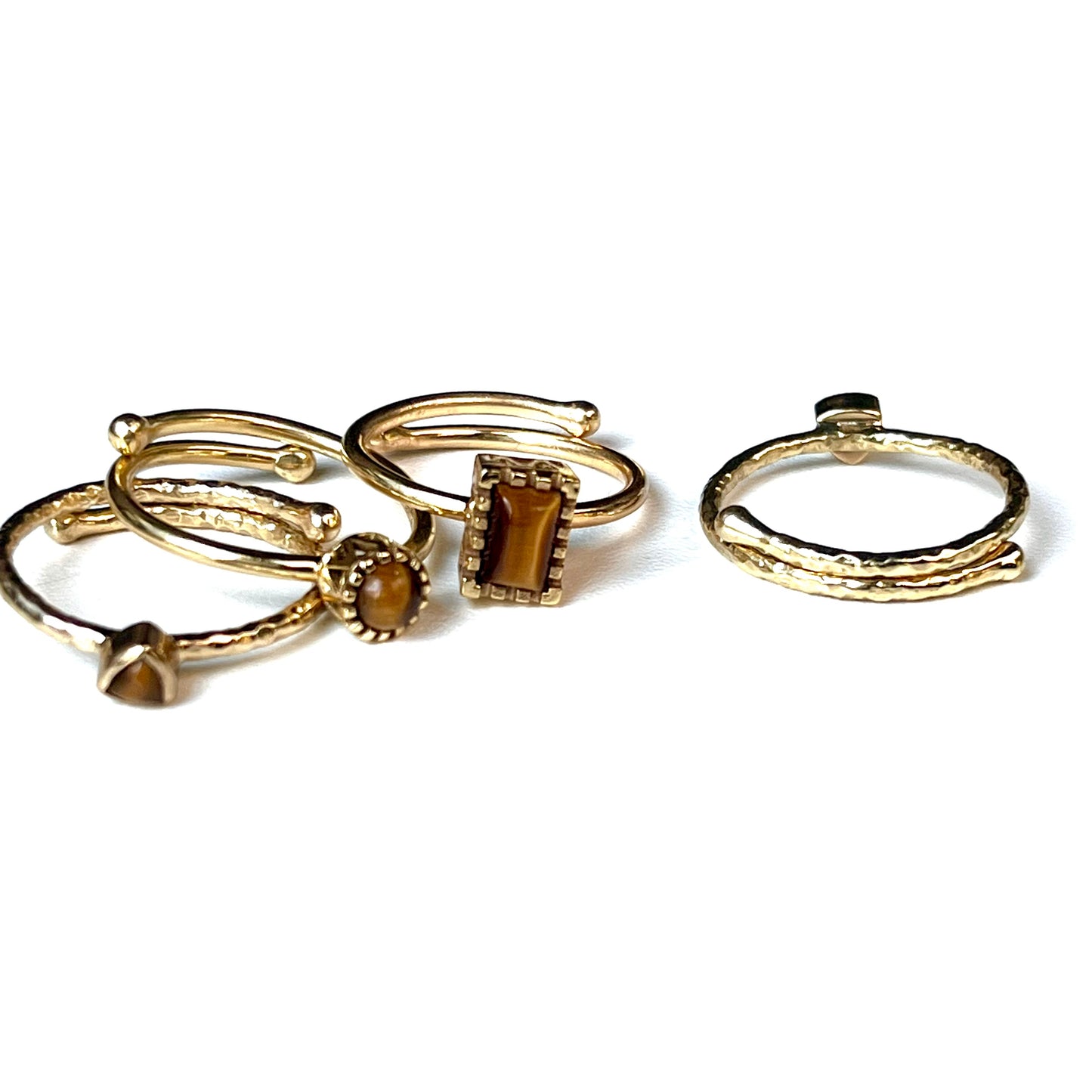 Brass petit ring 〈Tiger eye〉