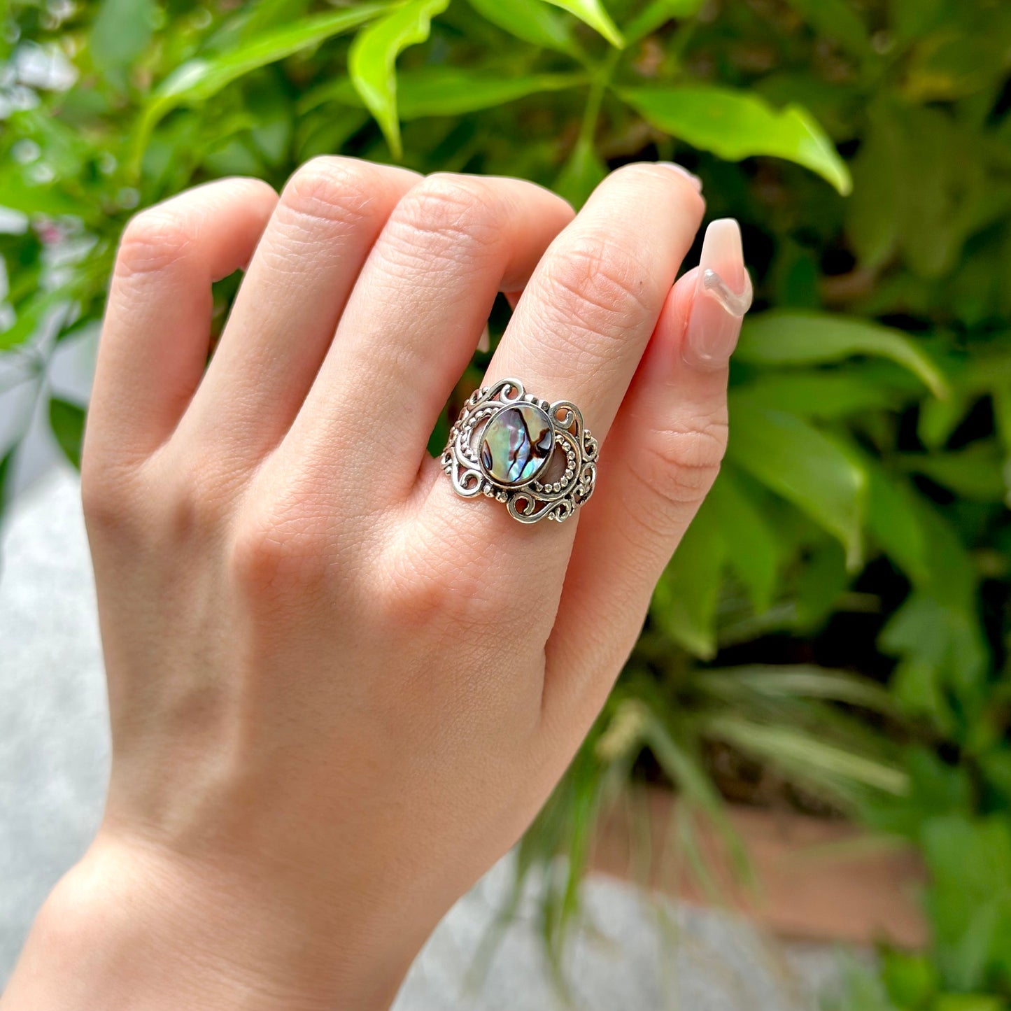 Abalone shell ring