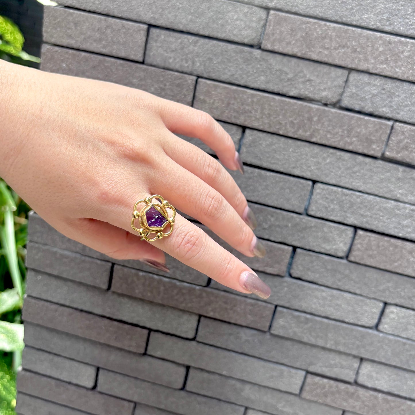 Brass flower design ring