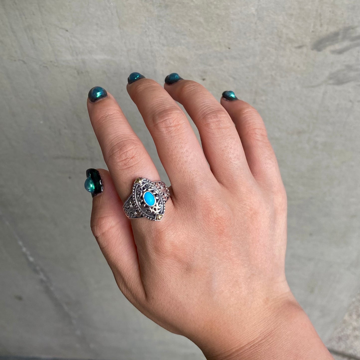 【poco】Turquoise design ring 5