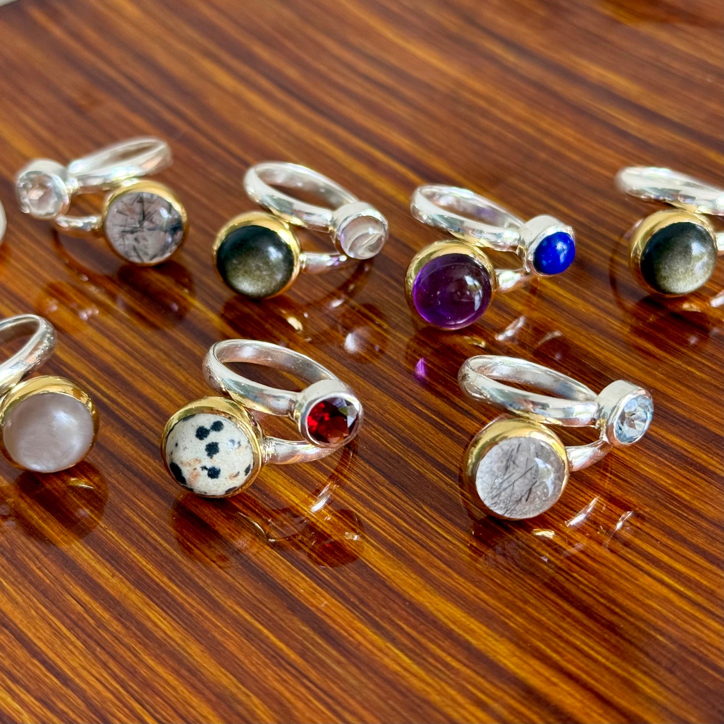 Silver925×Brass 2stone ring 20
