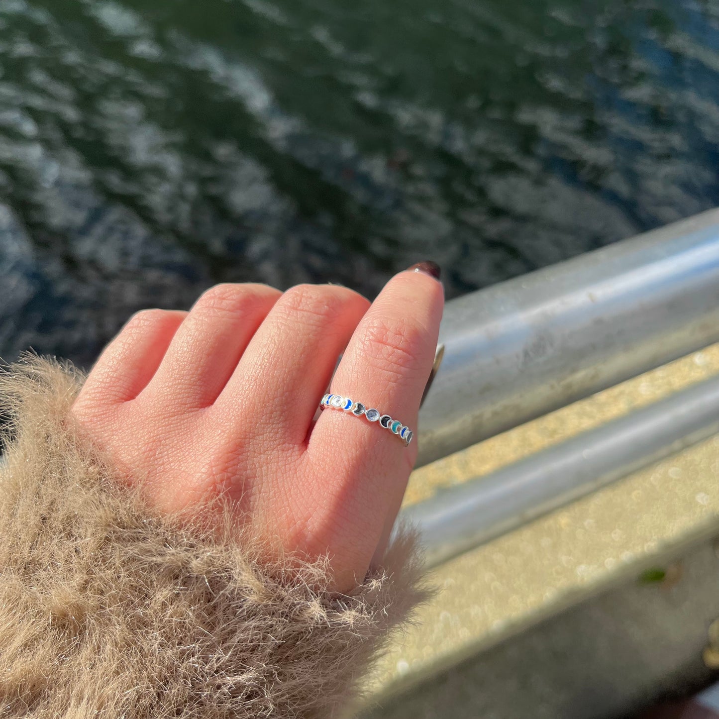 Moon enamel ring