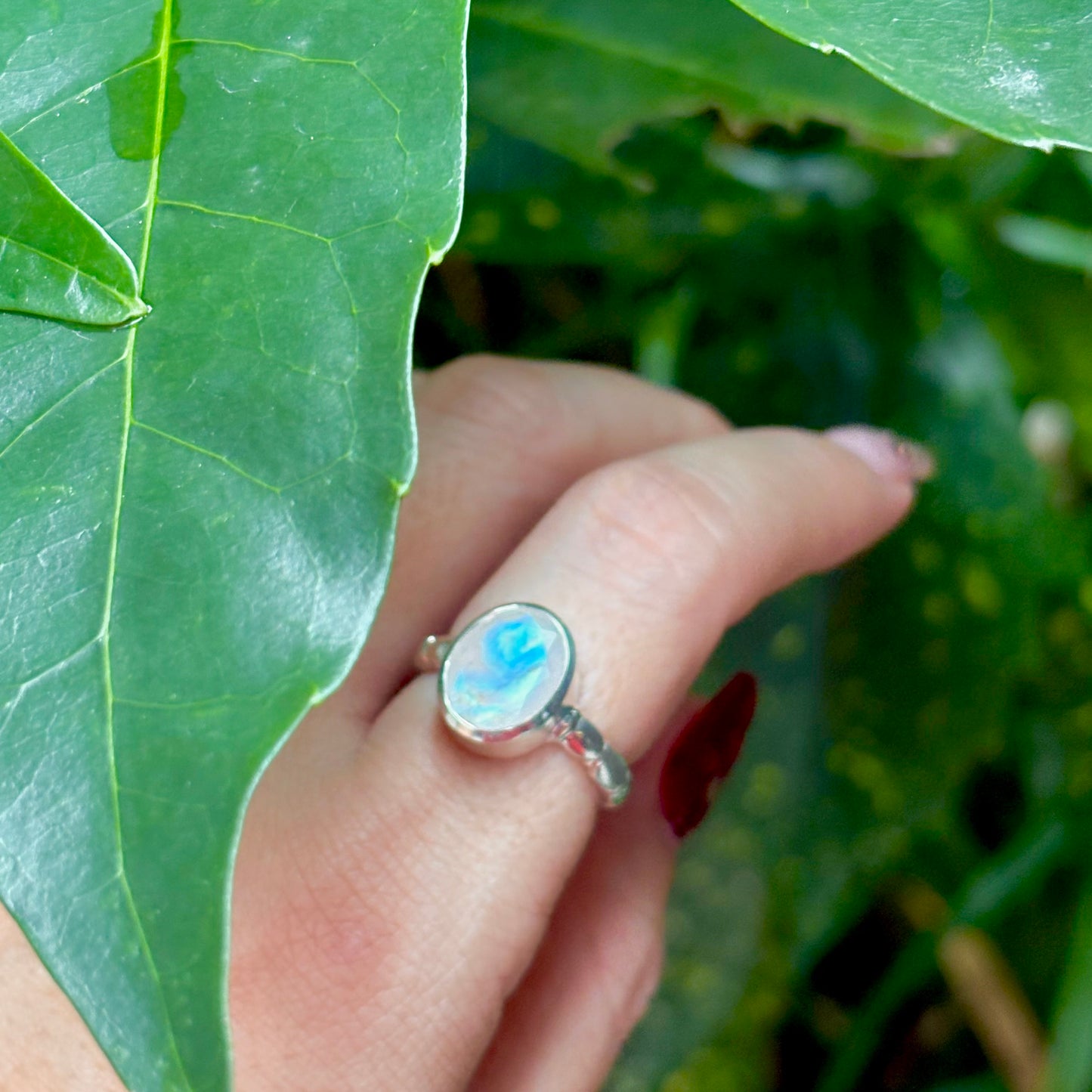 Rainbow Moonstone ring 1