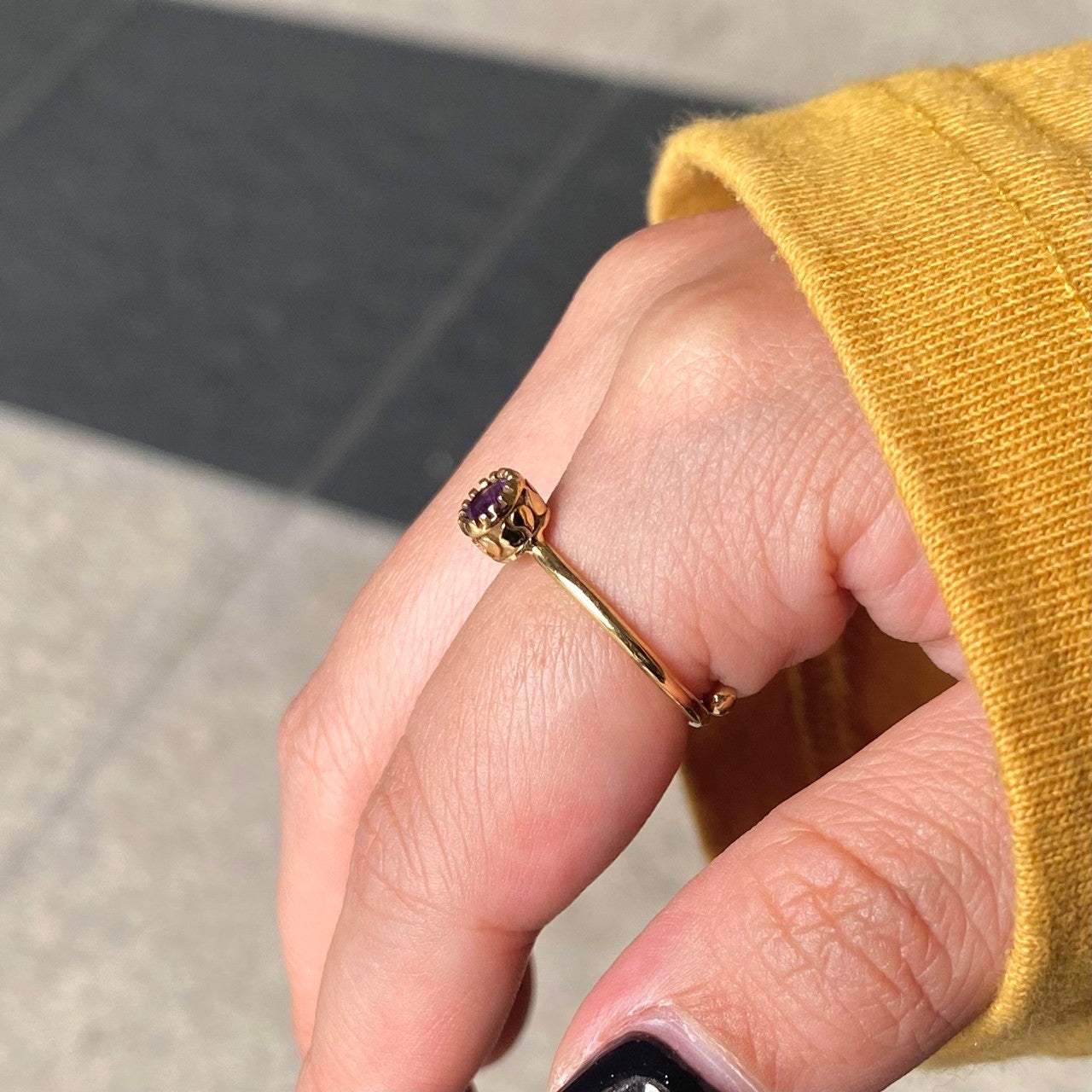 Brass petit ring〈purple〉