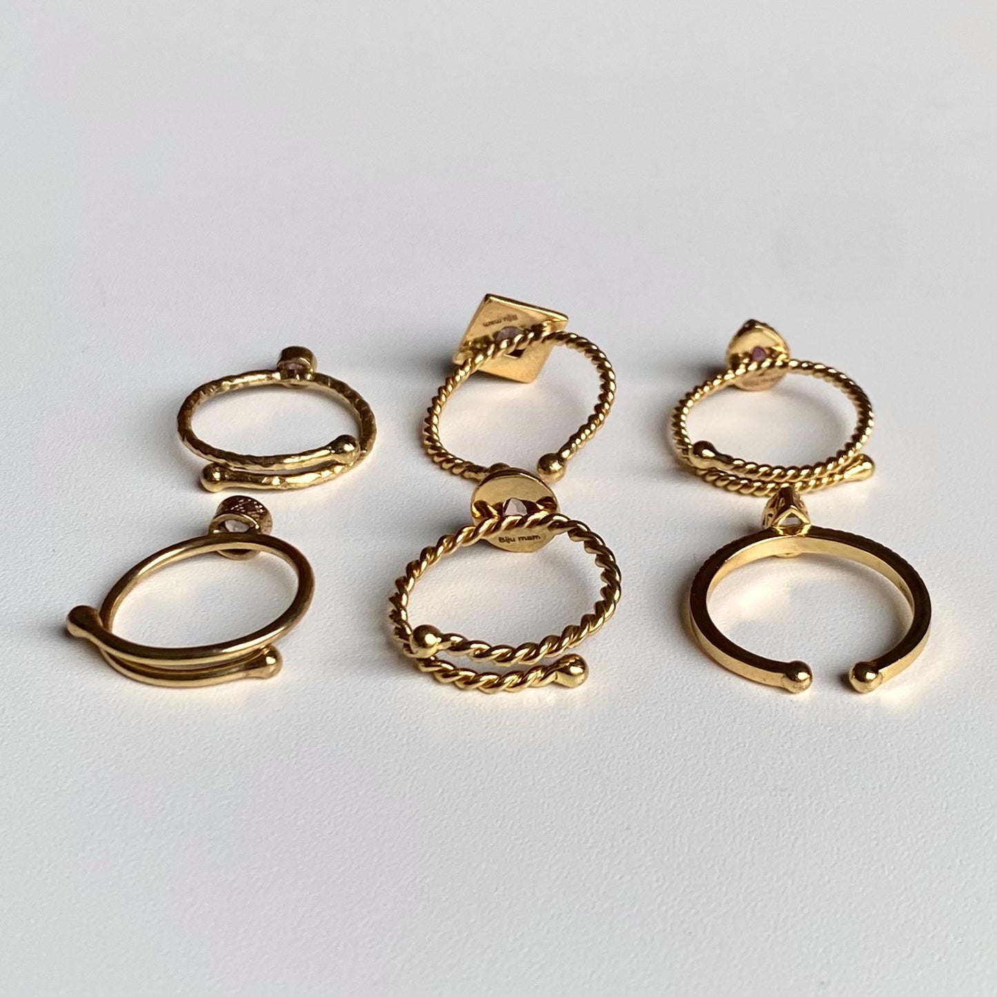 Brass petit ring〈pink/red〉