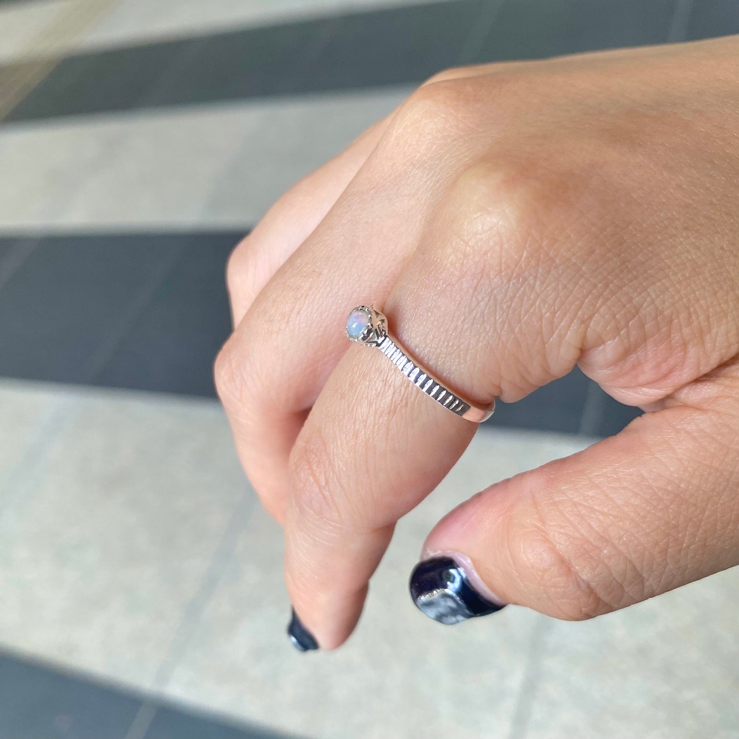 Silver925 petit ring〈white/clear〉