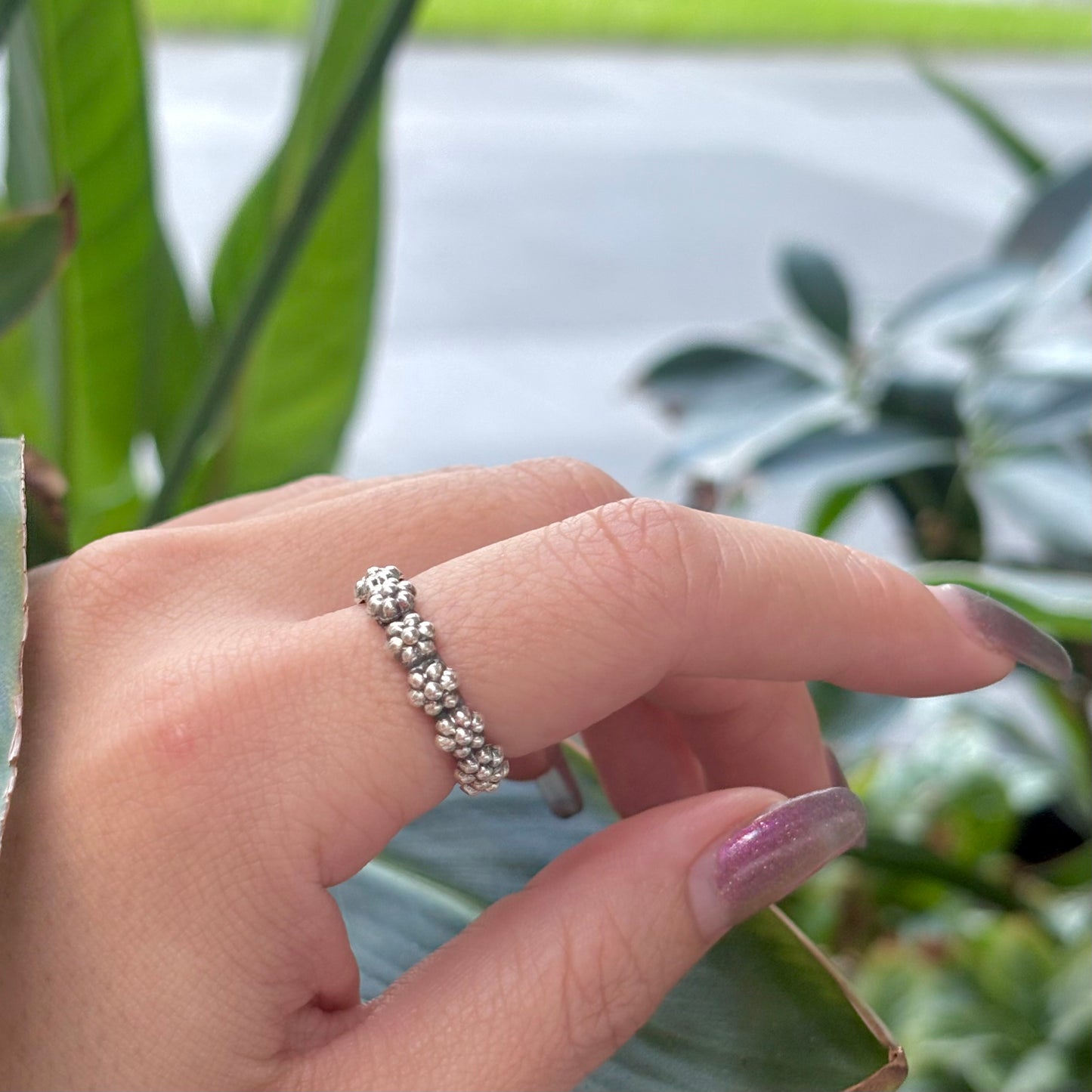 Flower plain ring 25