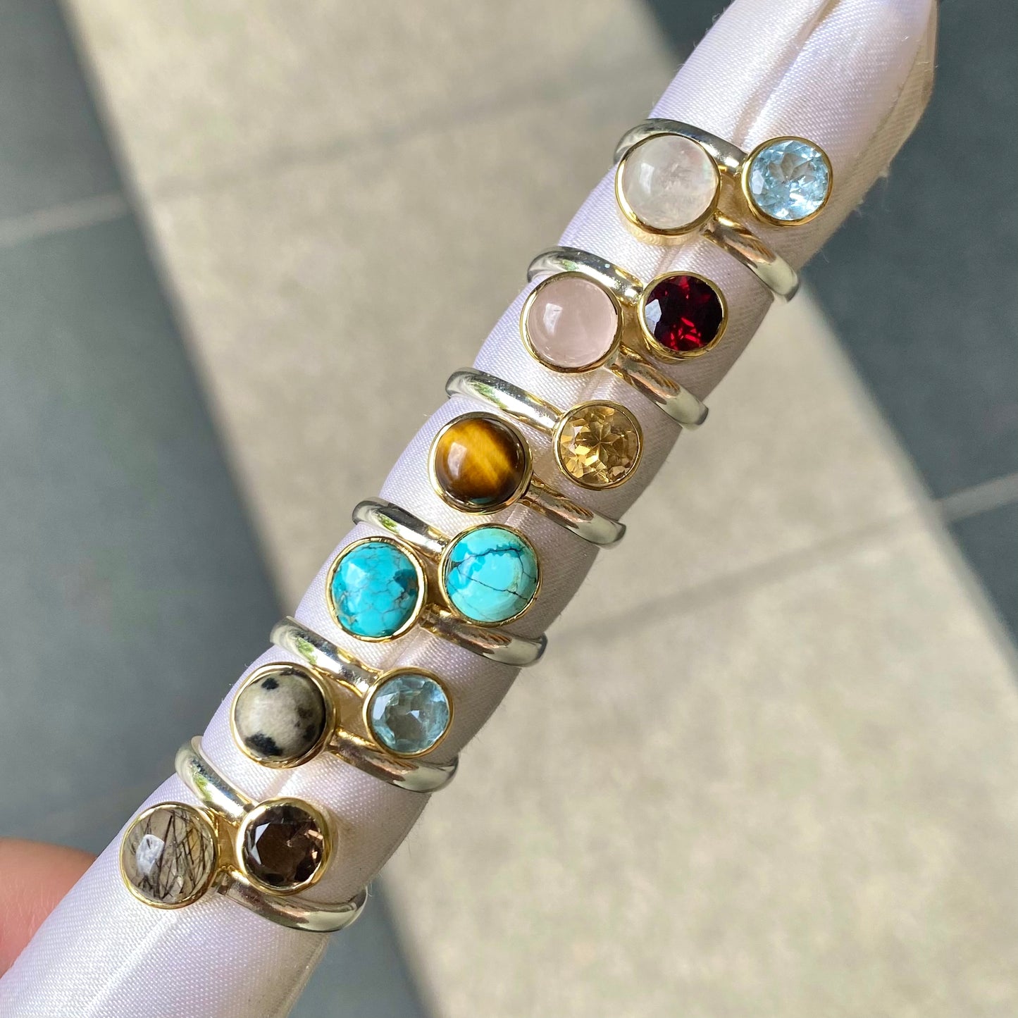 Silver925×Brass 2stone ring