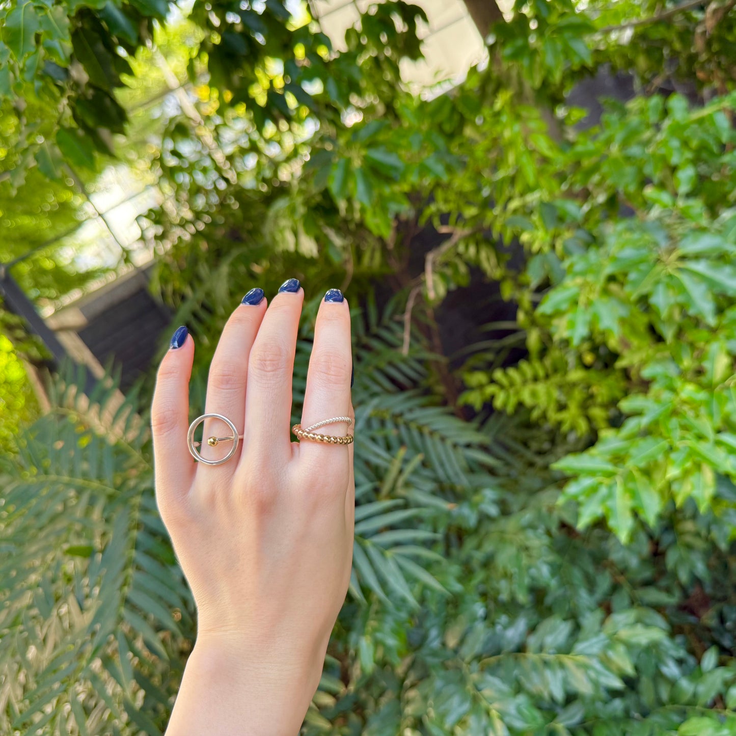 Silver925×Brass plain ring 〈Ball〉16