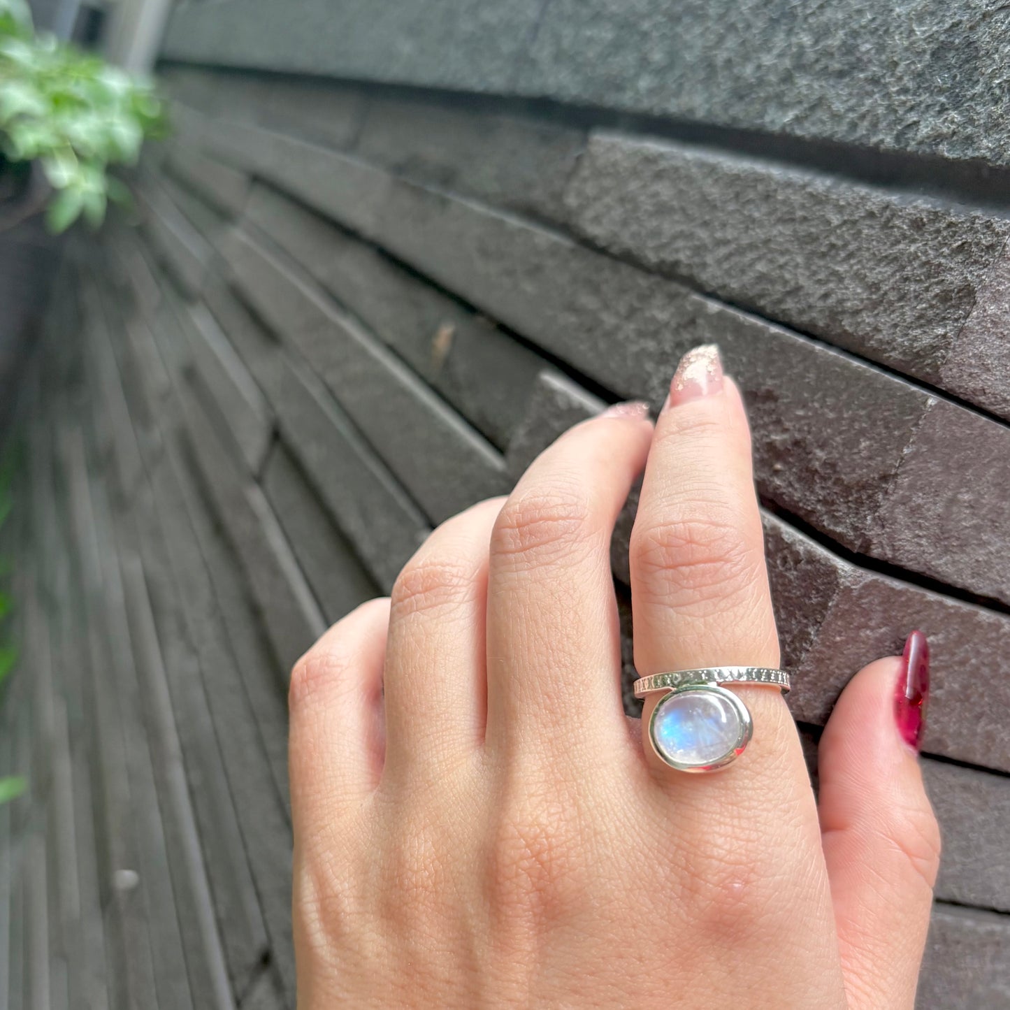 Rainbow Moonstone ring 2