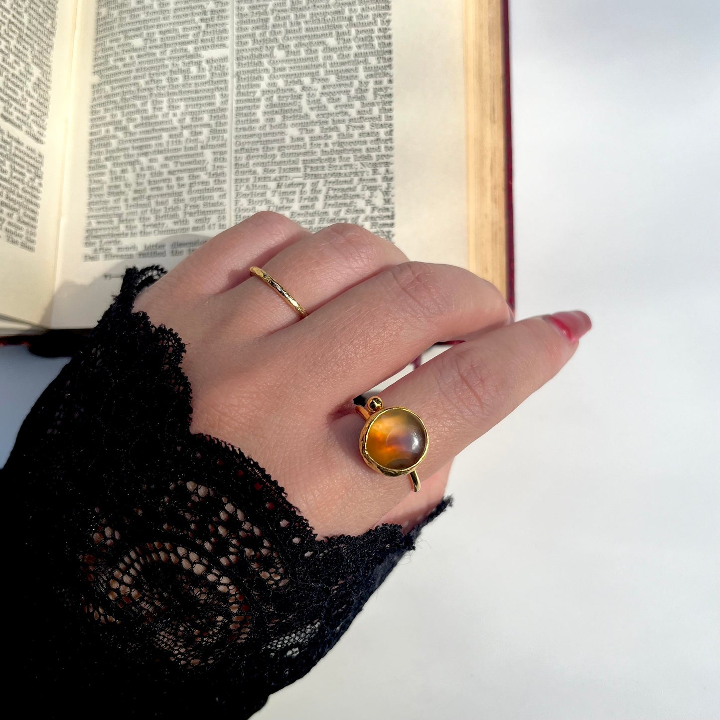 Brass 1stone ring 1