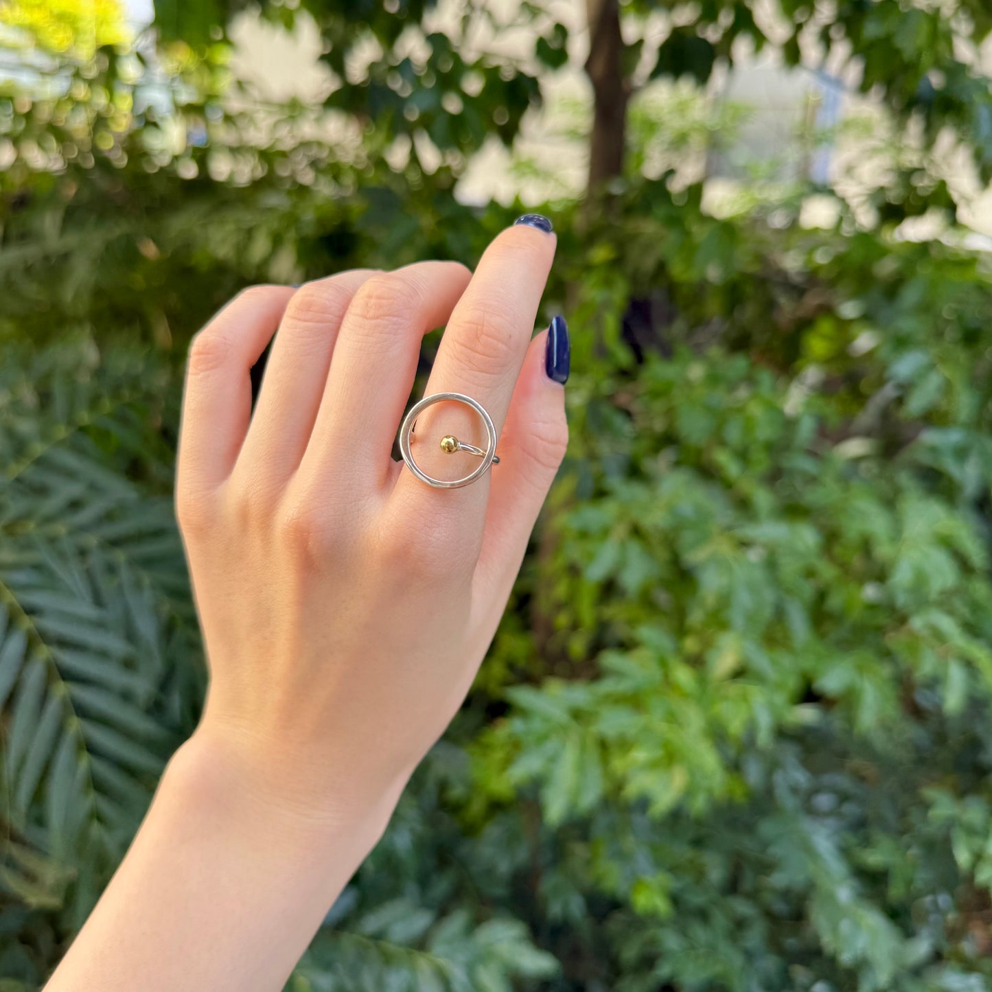 Silver925×Brass plain ring 〈Ball〉16