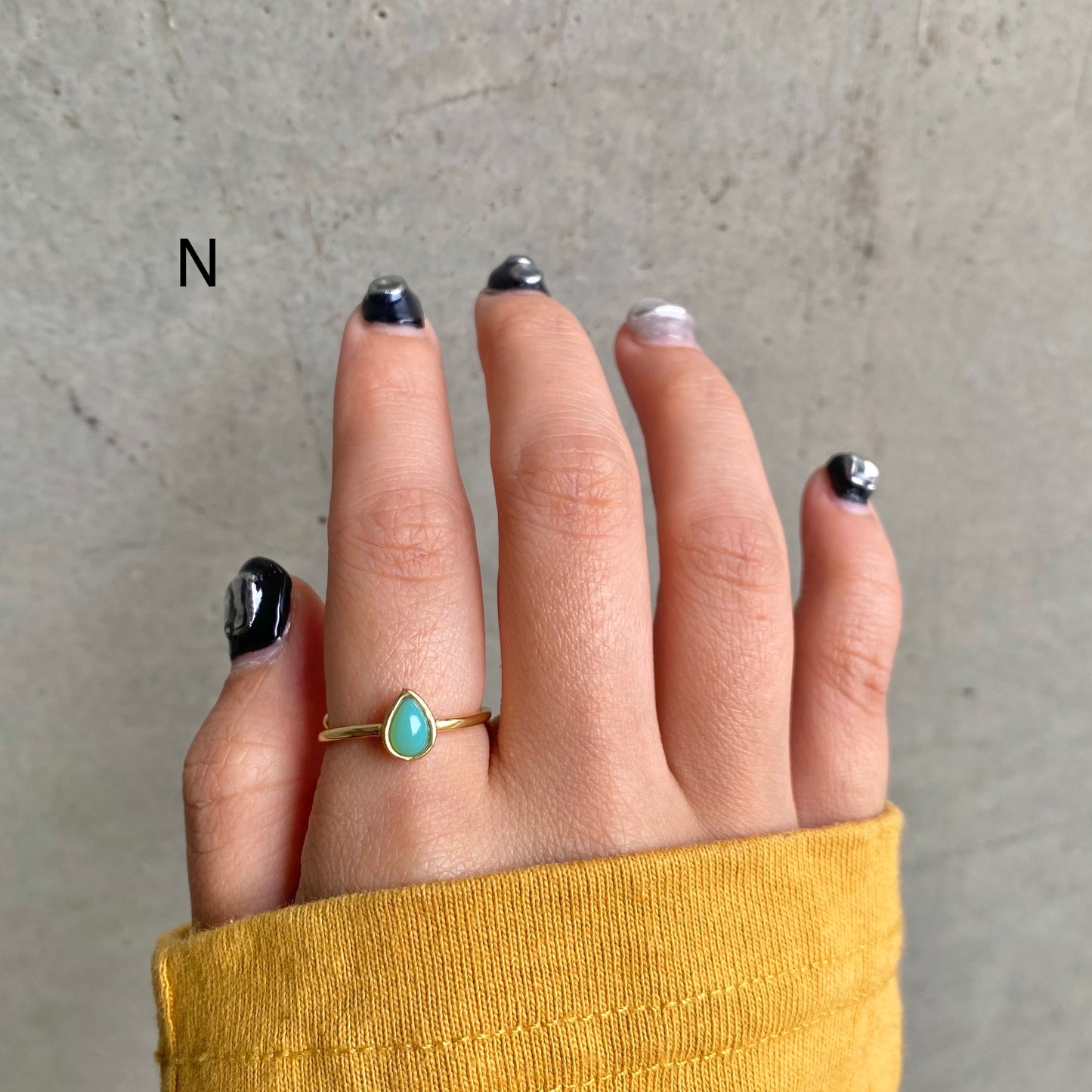 Brass petit ring〈green〉