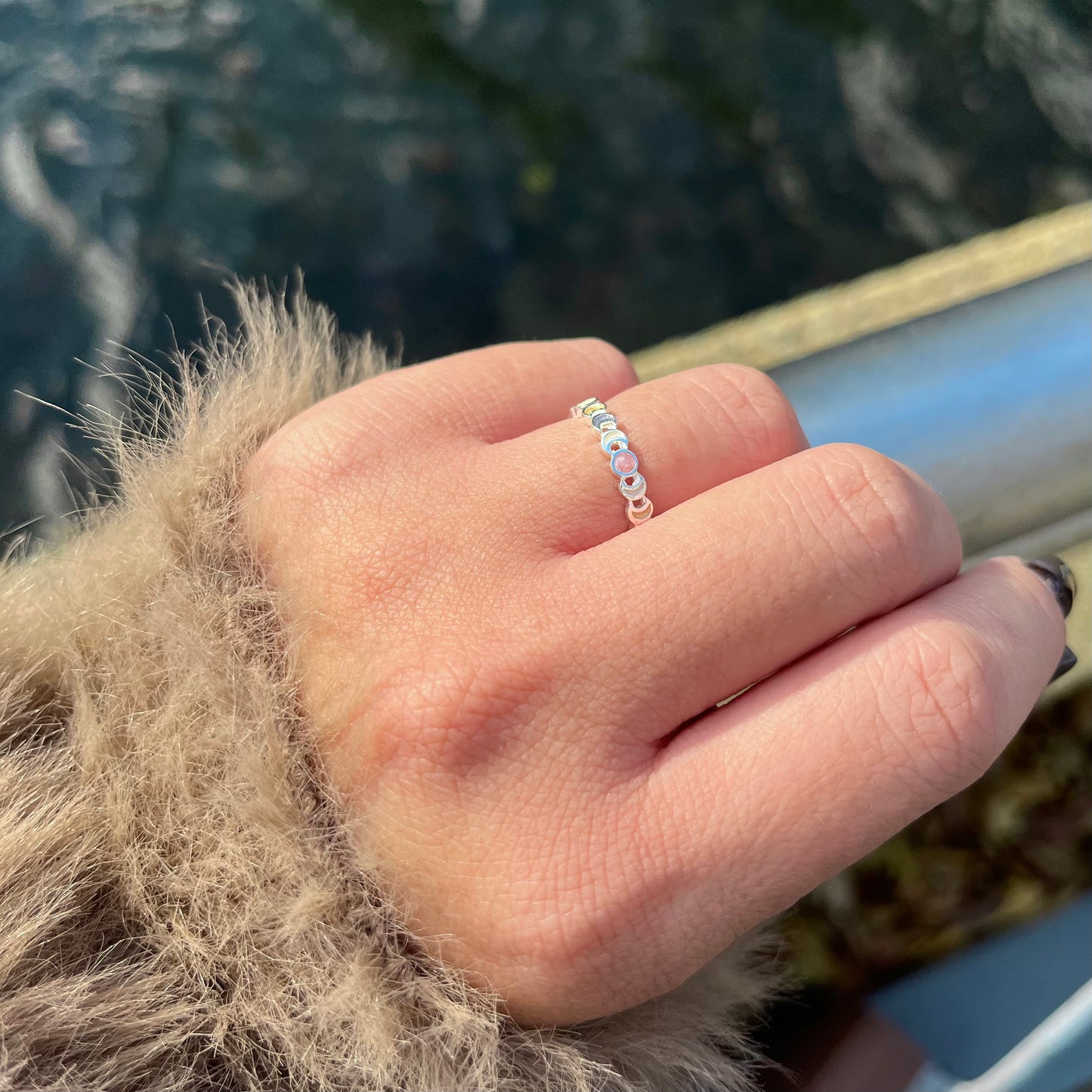 Moon enamel ring