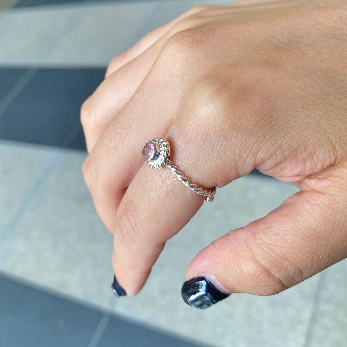 Silver925 petit ring〈pink〉