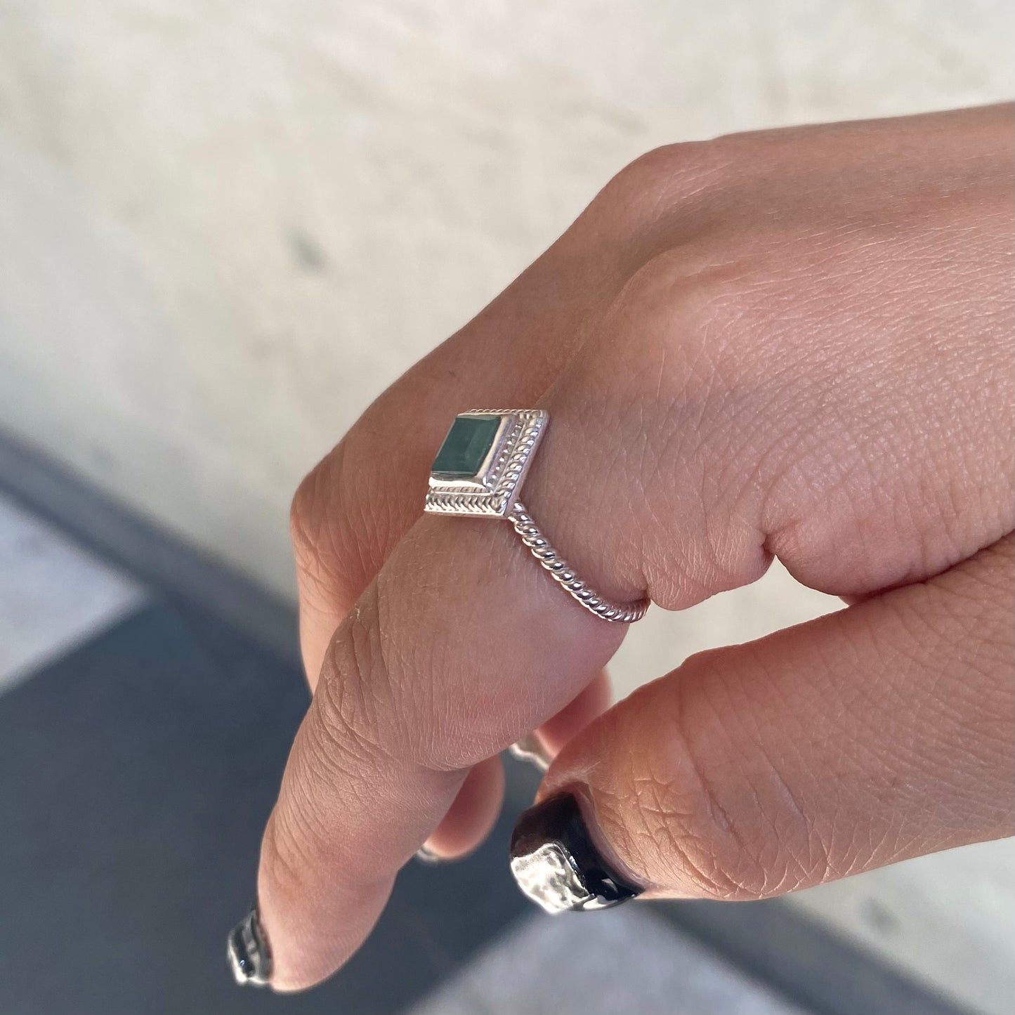 Silver925 petit ring〈green〉
