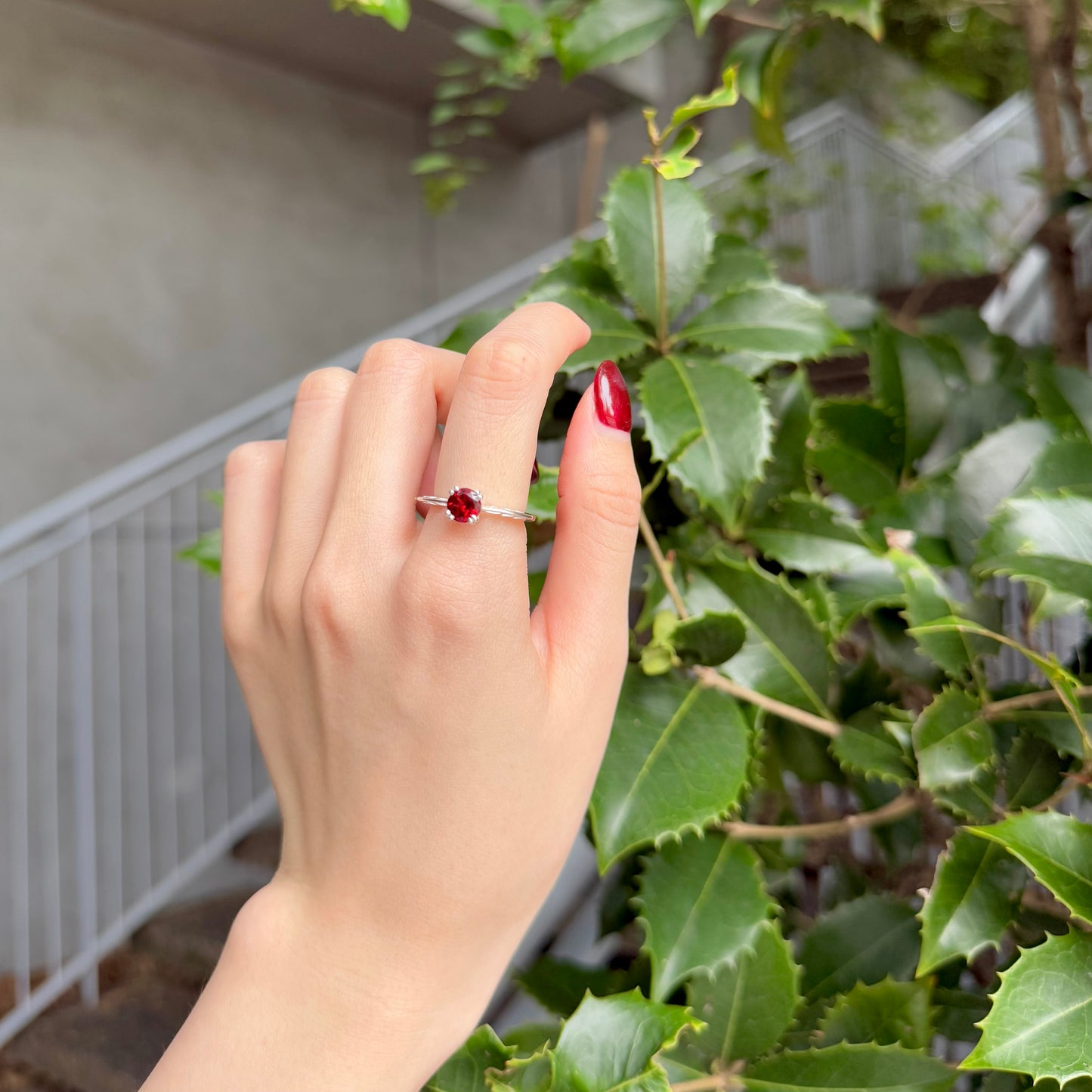 Heart design ring 〈Garnet〉