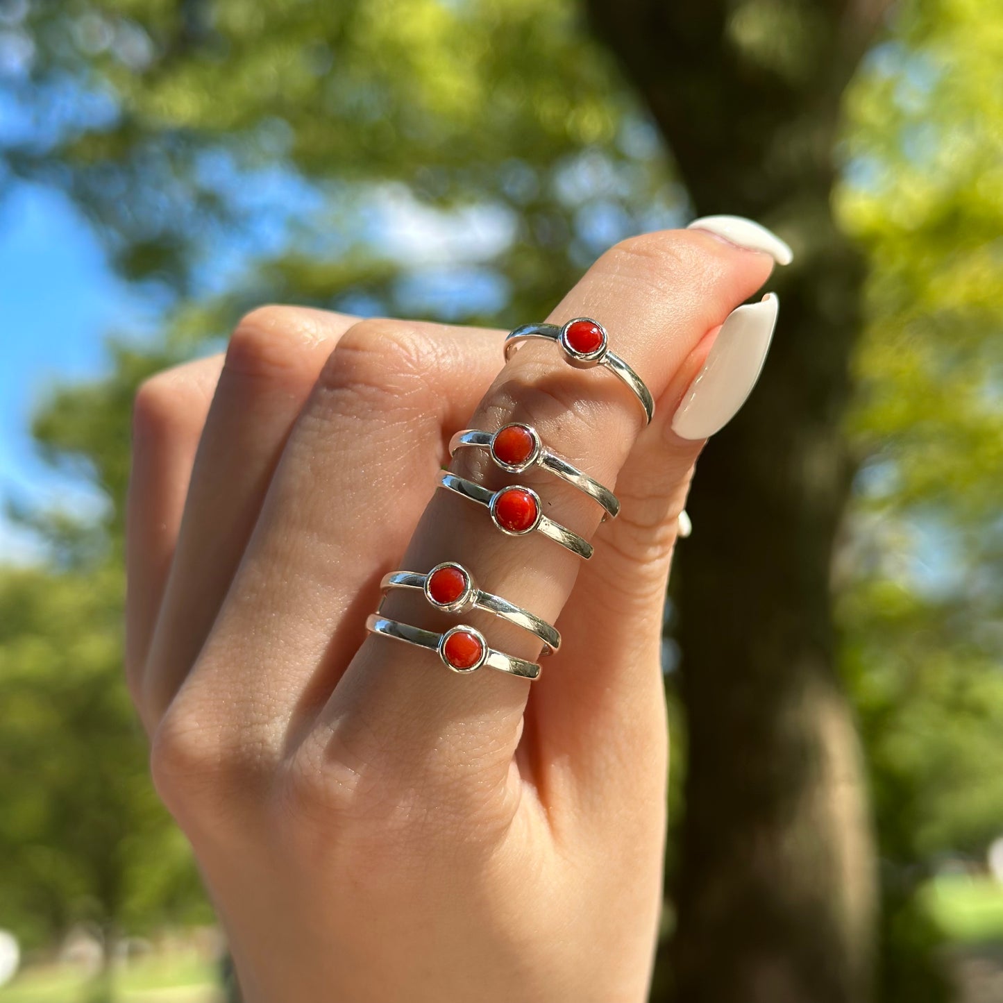 Italy red coral ring 2