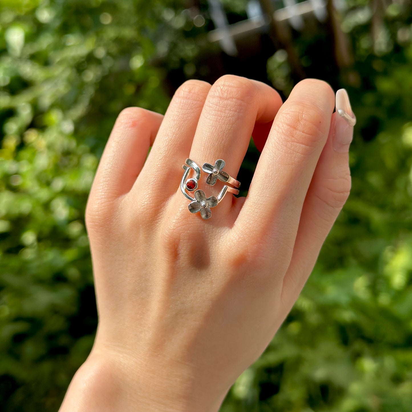 Silver925 flower plain ring 5