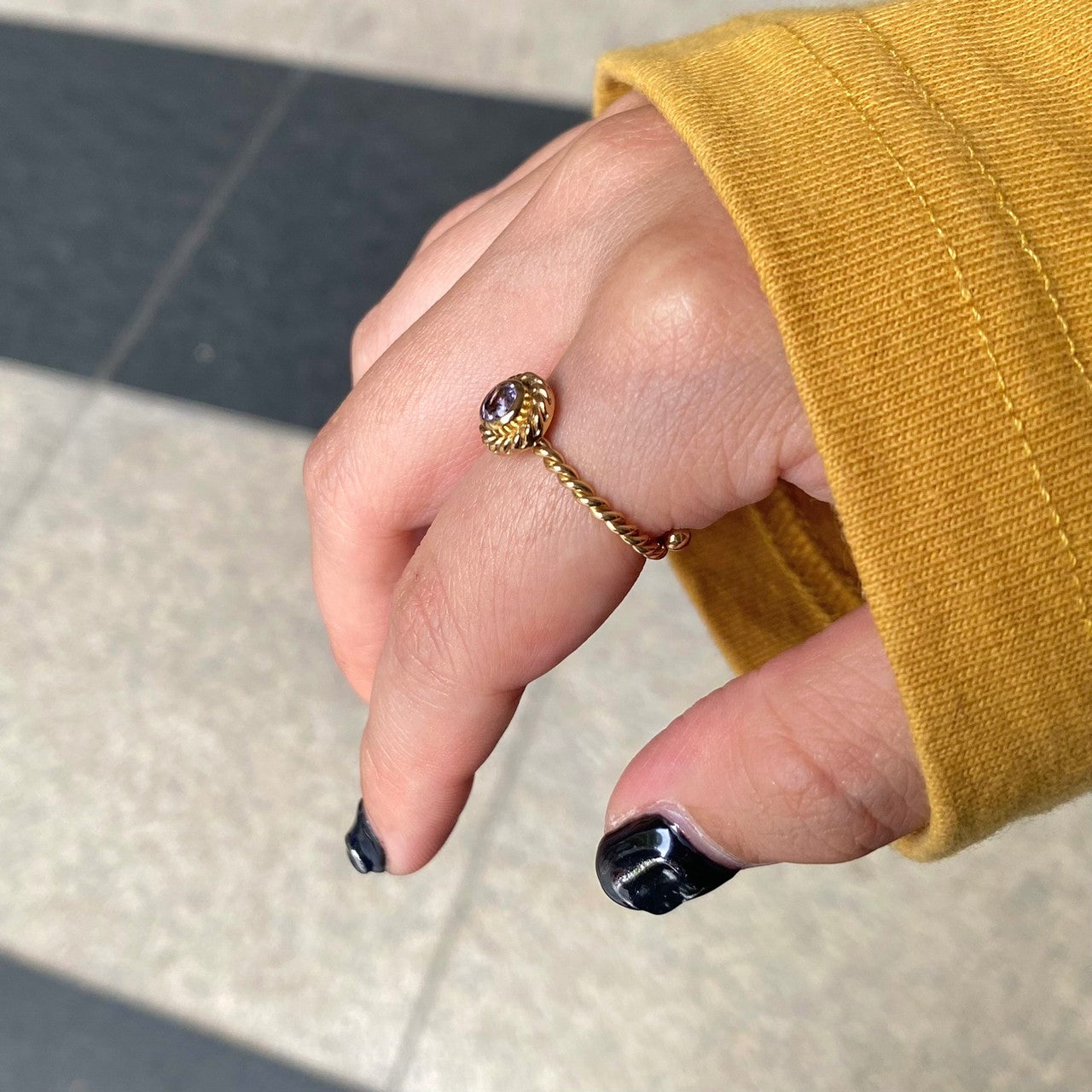 Brass petit ring〈purple〉