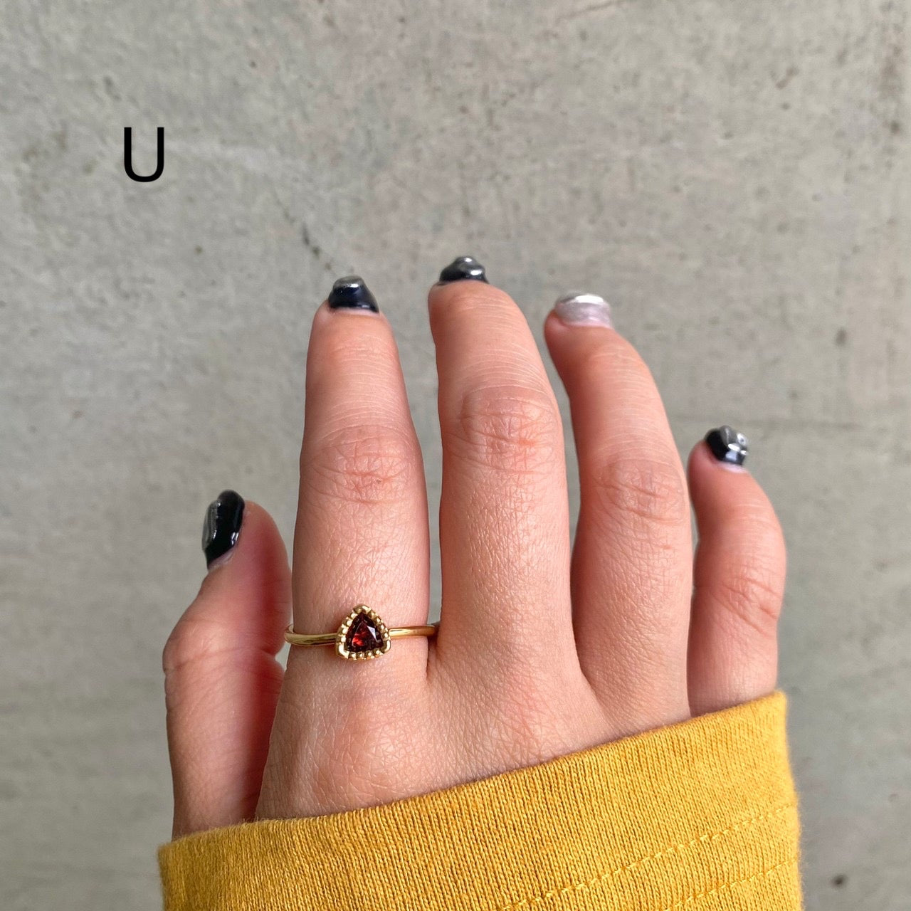 Brass petit ring〈pink/red〉