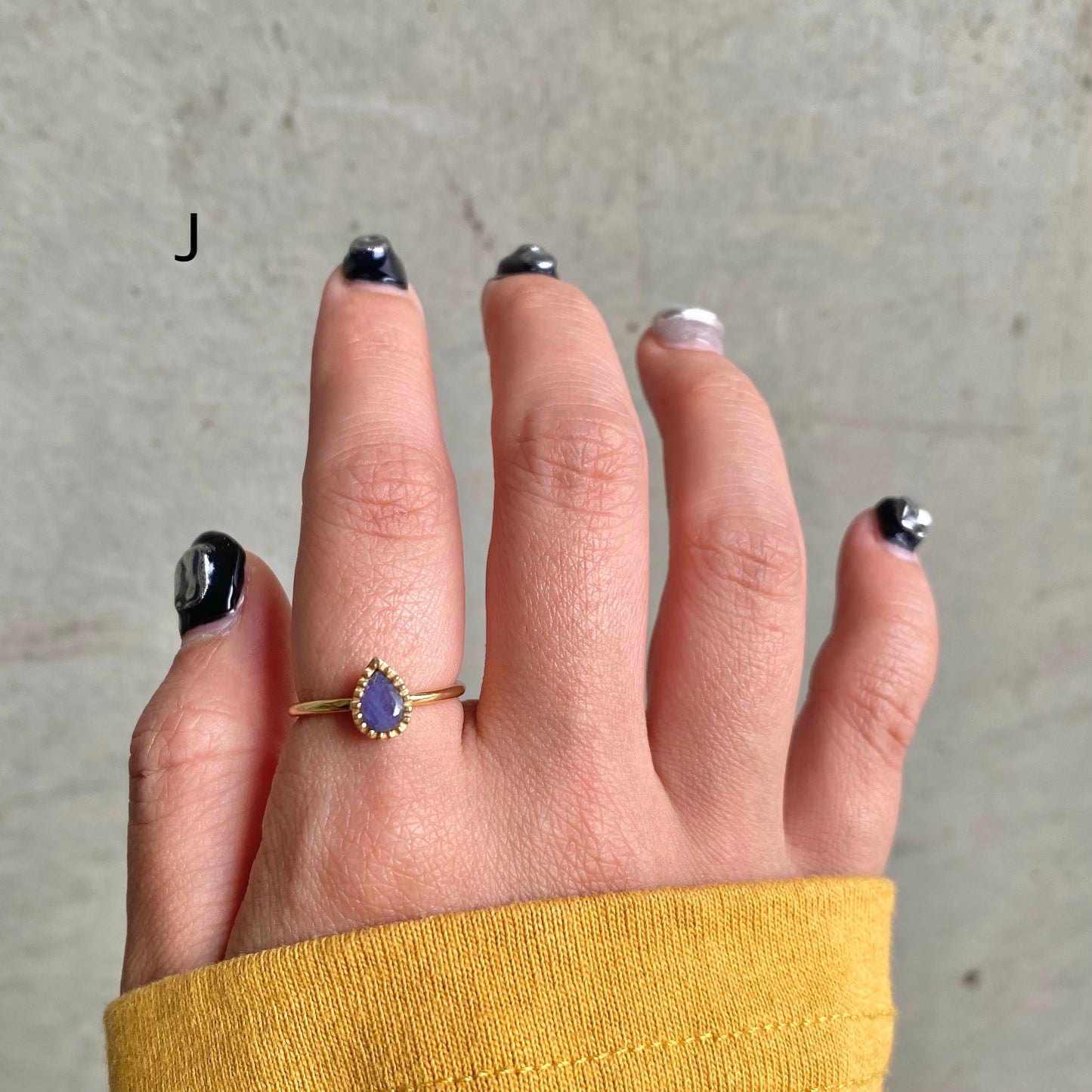 Brass petit ring〈blue〉