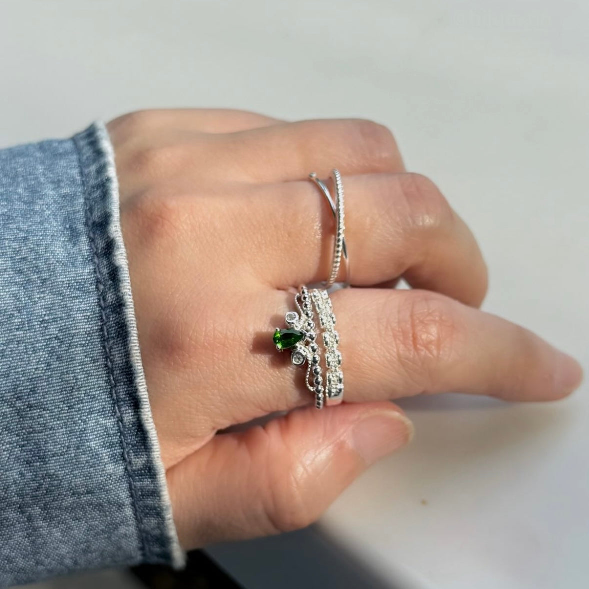 【Biju mam poco】Tiara ring -Chrom Diopsite-