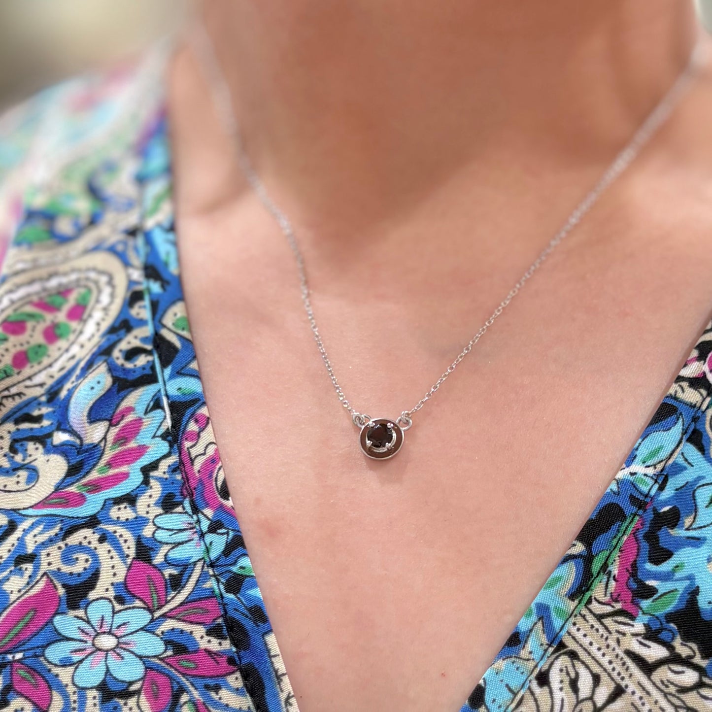 Enamel × stone necklace