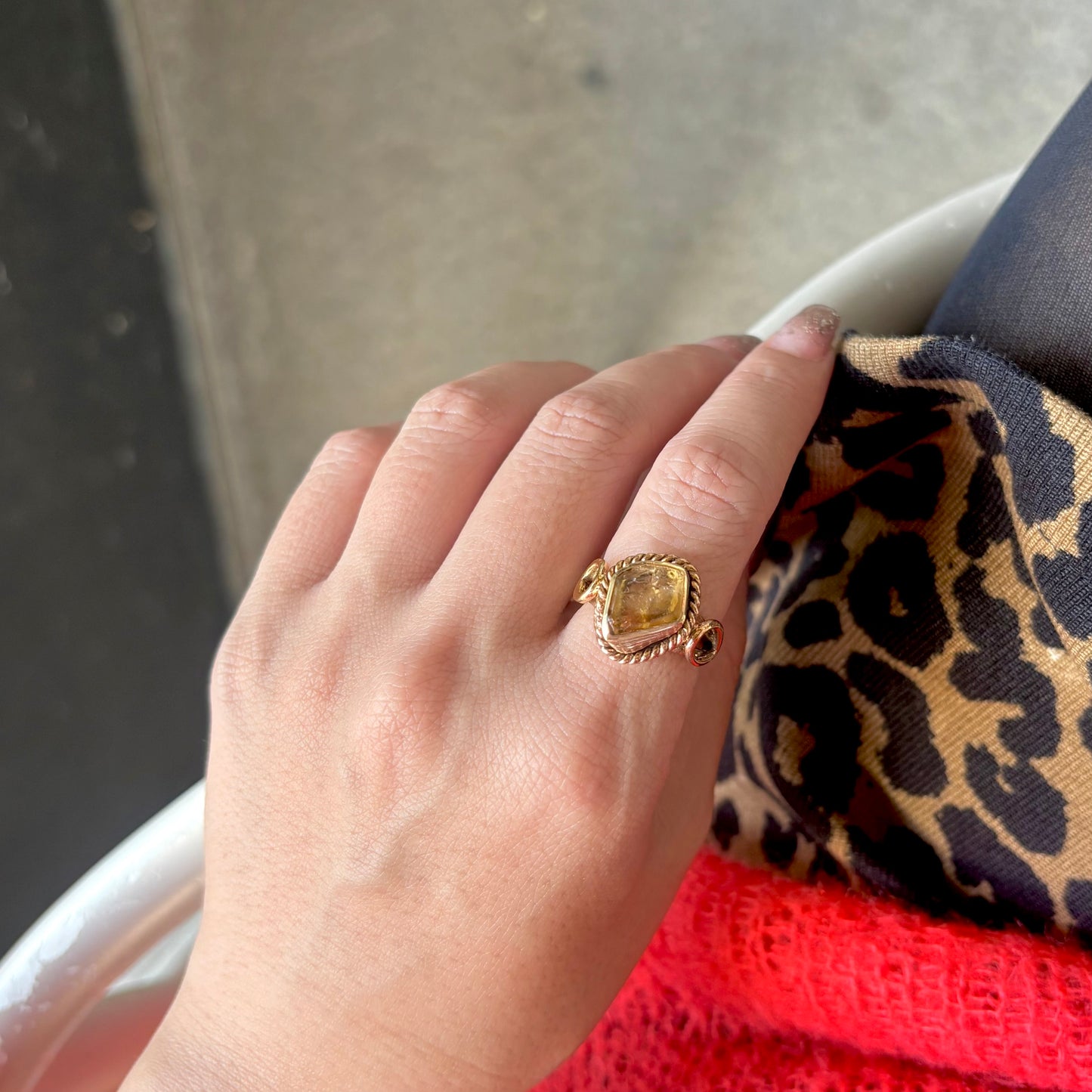 Brass rough design ring