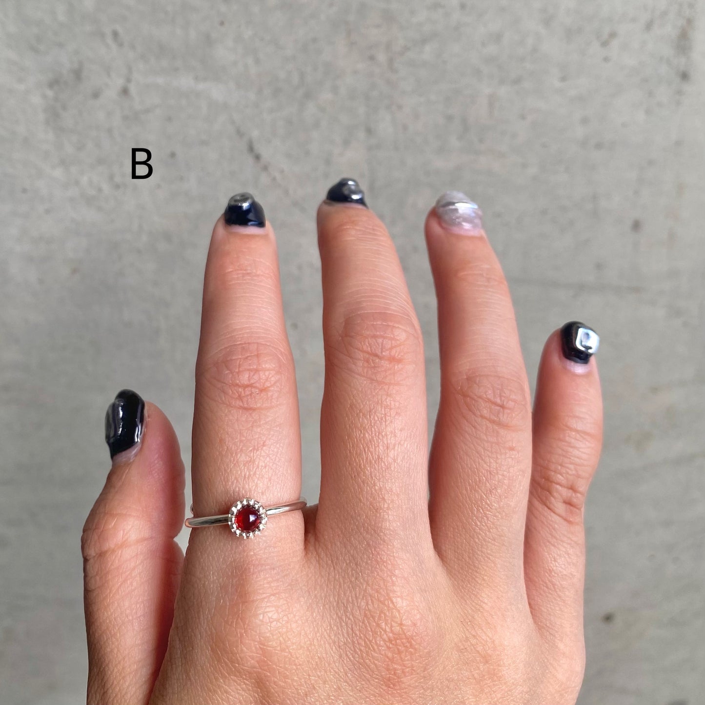 Silver925 petit ring〈red/purple〉