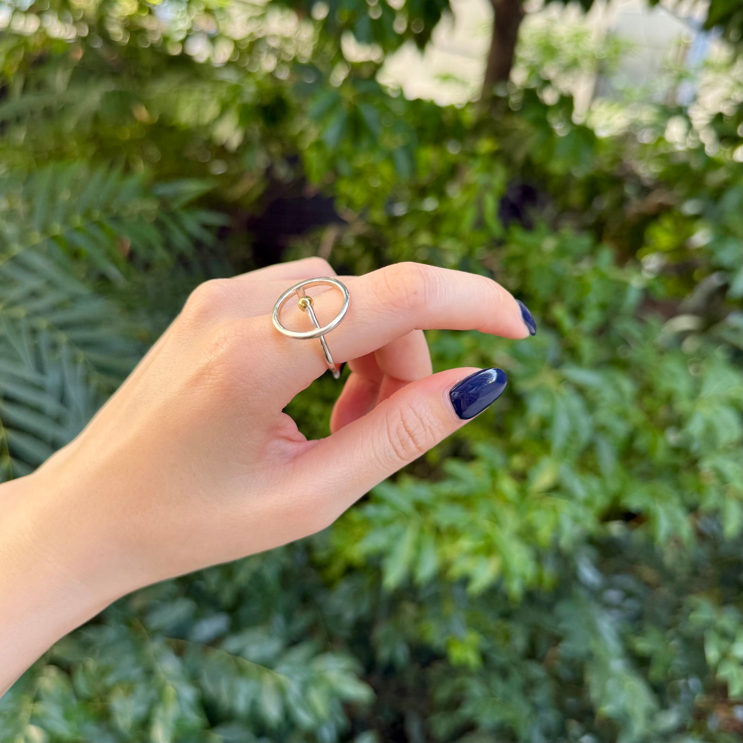 Silver925×Brass plain ring 〈Ball〉16